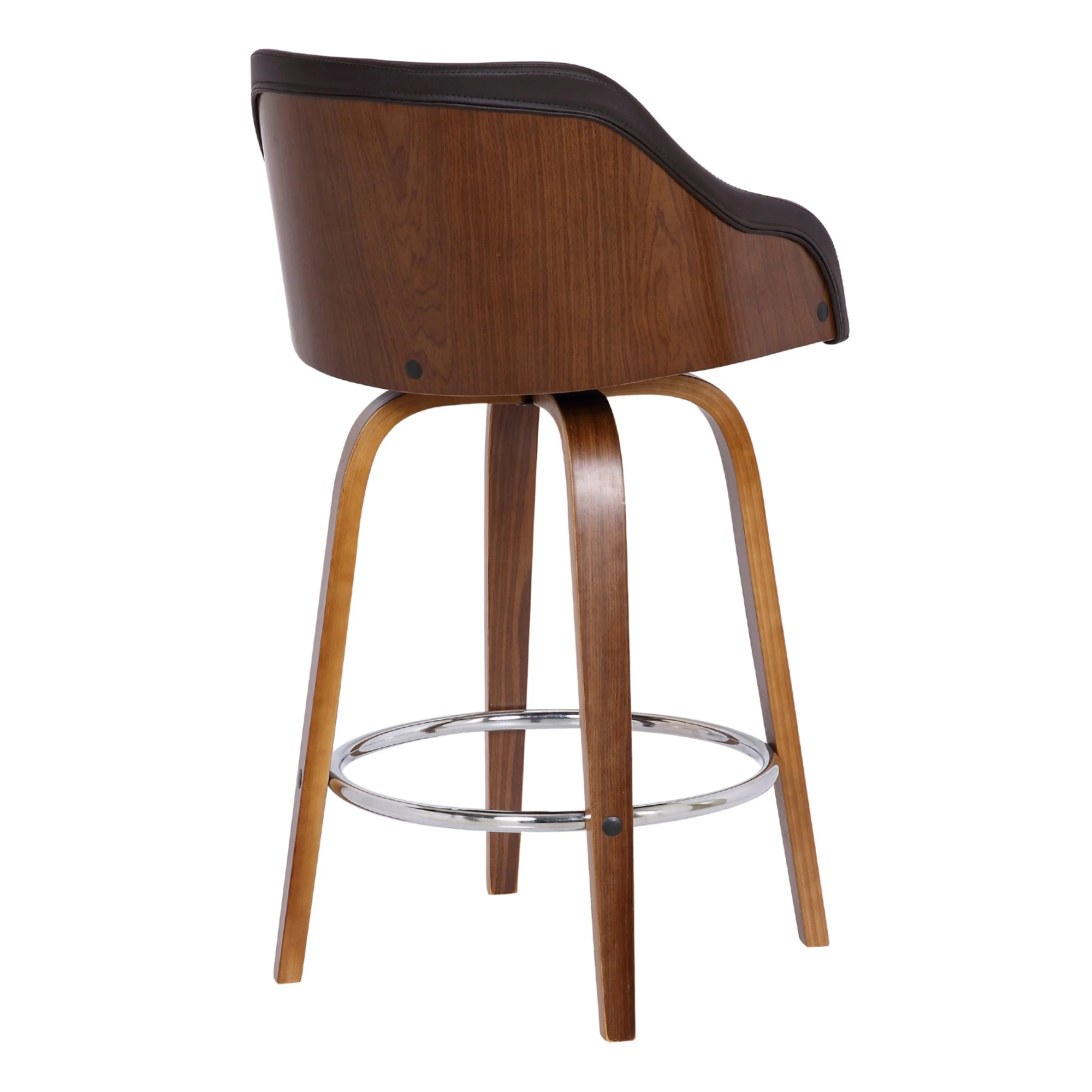30" Brown Iron Swivel Low Back Bar Height Bar Chair - Image 5