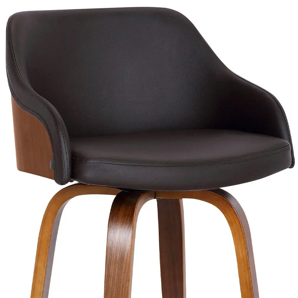 30" Brown Iron Swivel Low Back Bar Height Bar Chair - Image 8