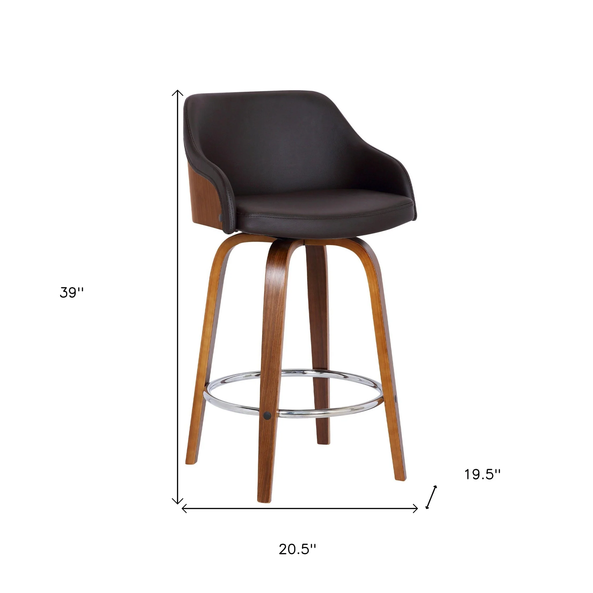 30" Brown Iron Swivel Low Back Bar Height Bar Chair - Image 9