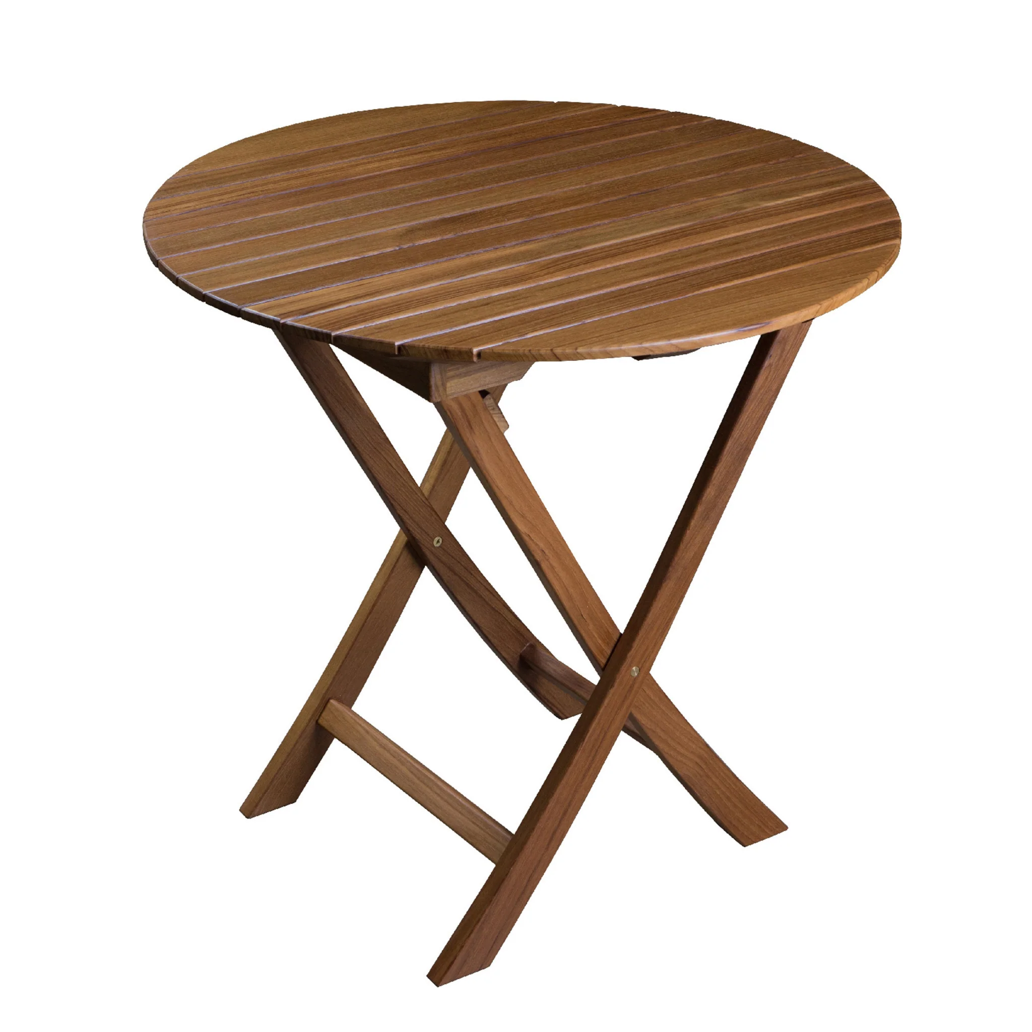30" Brown Rounded Solid Wood Folding Outdoor Side Table - Image 4