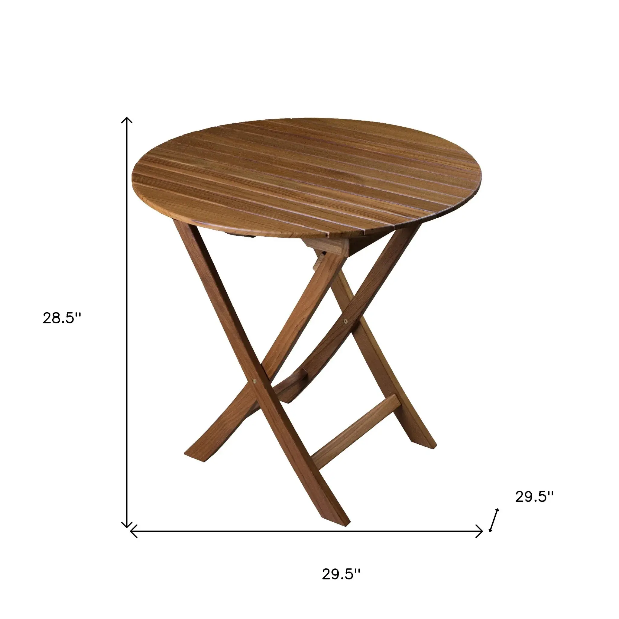 30" Brown Rounded Solid Wood Folding Outdoor Side Table - Image 5