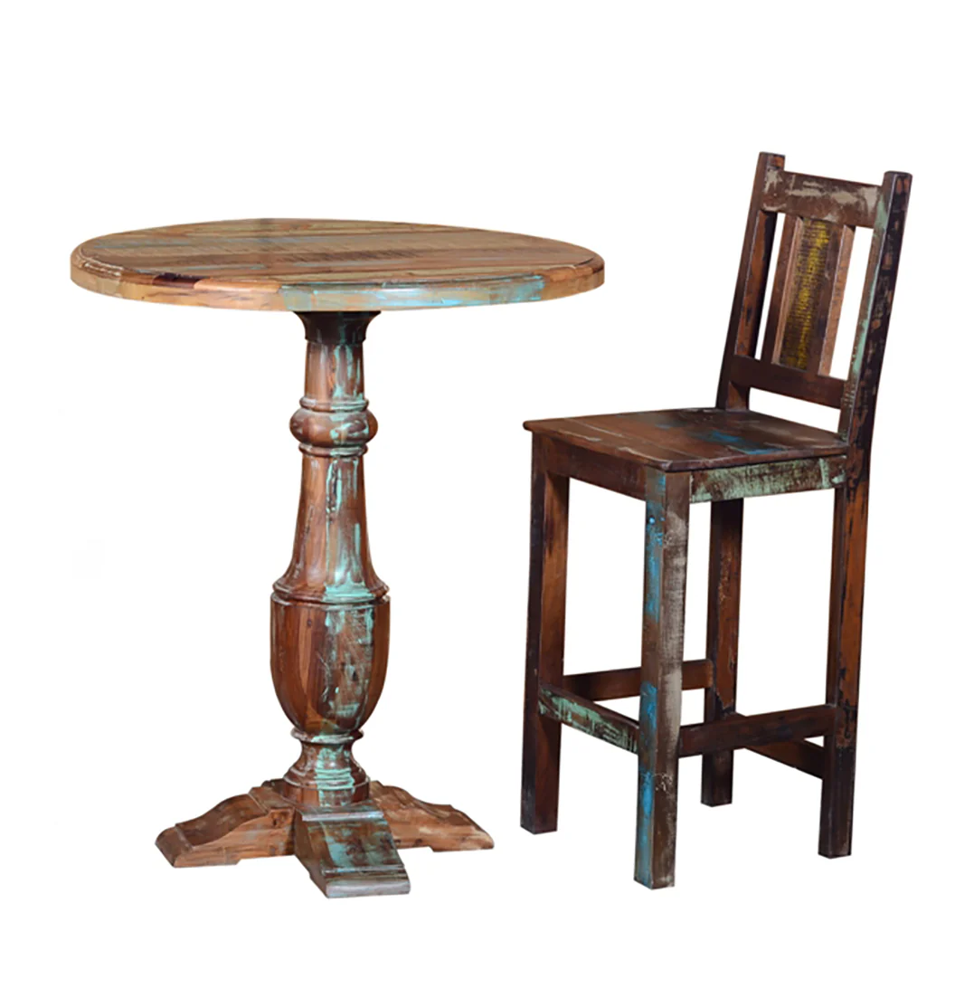 30" Brown Solid Wood Bar Height Bar Chair - Image 3