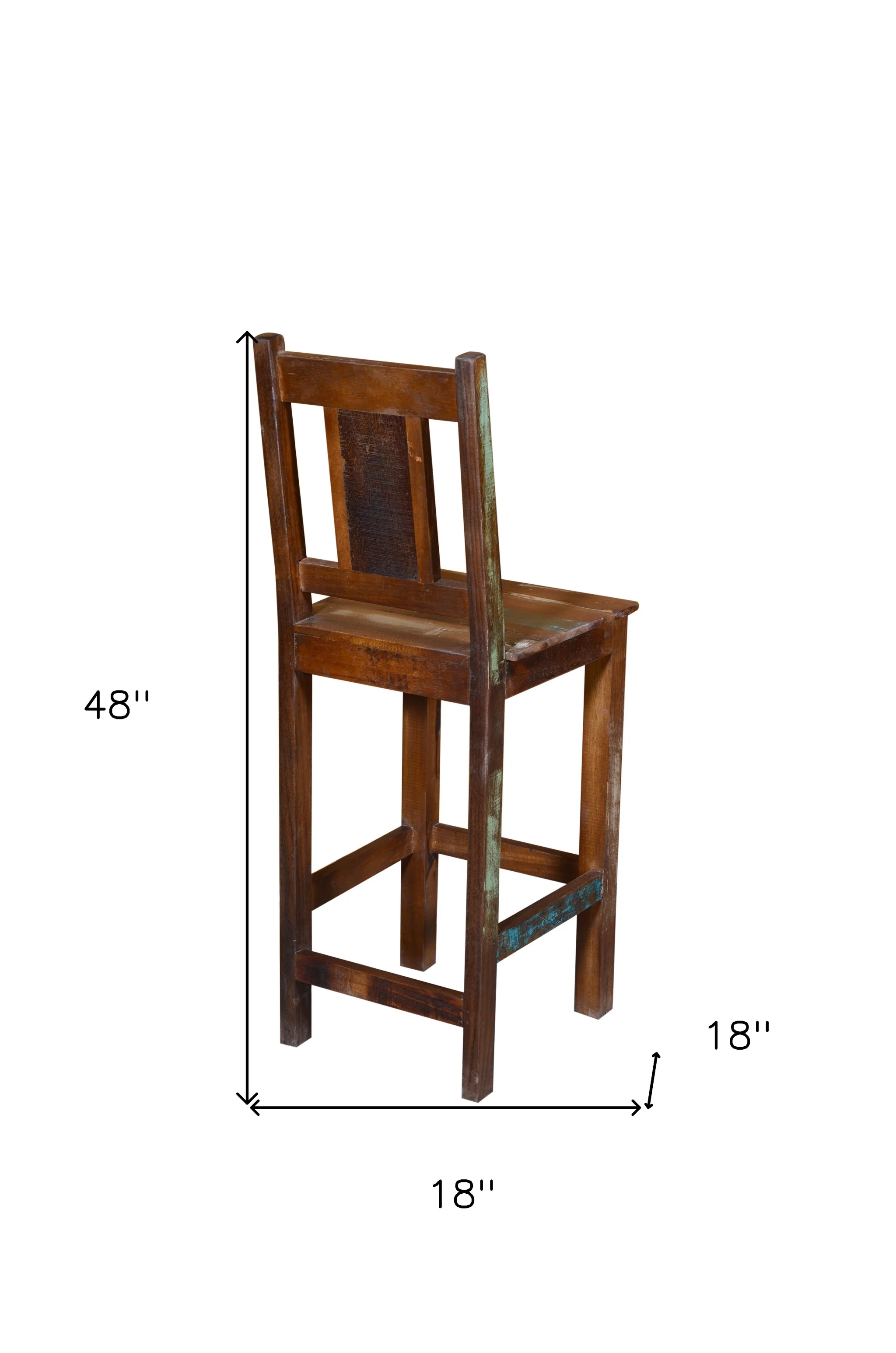 30" Brown Solid Wood Bar Height Bar Chair - Image 6