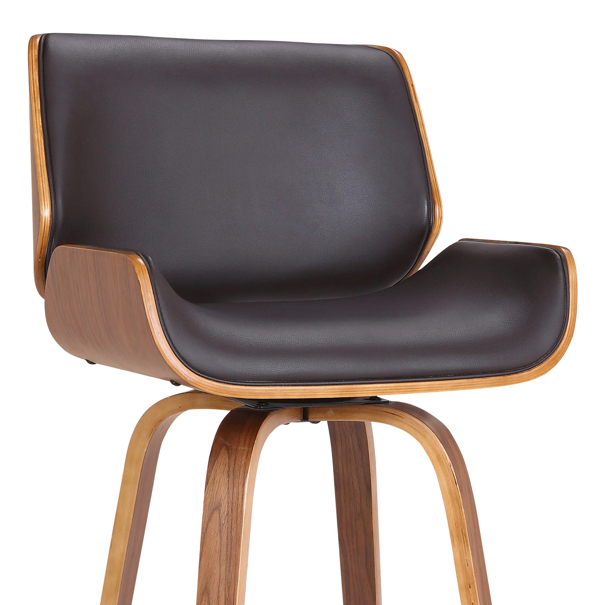 30" Brown Solid Wood Swivel Low Back Bar Height Bar Chair - Image 6