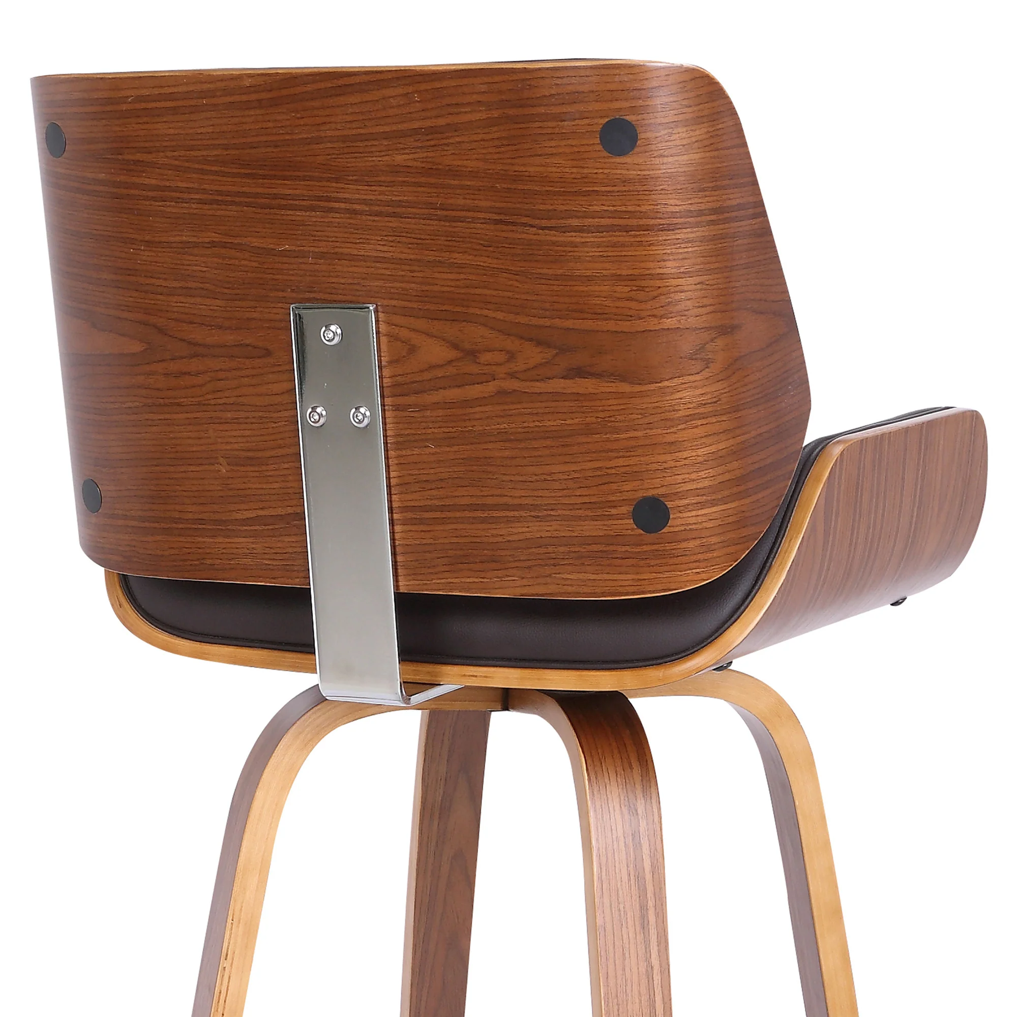 30" Brown Solid Wood Swivel Low Back Bar Height Bar Chair - Image 7