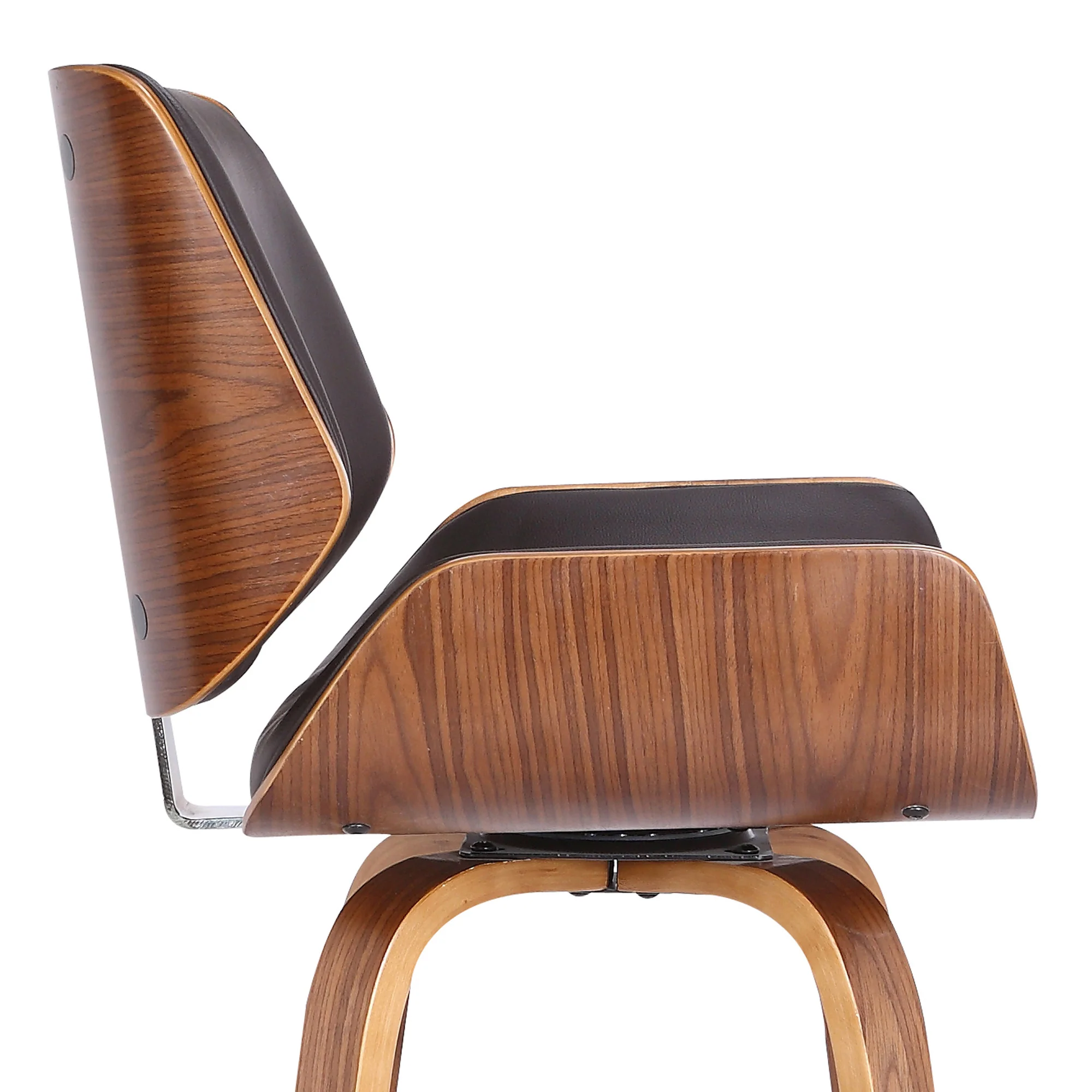 30" Brown Solid Wood Swivel Low Back Bar Height Bar Chair - Image 9