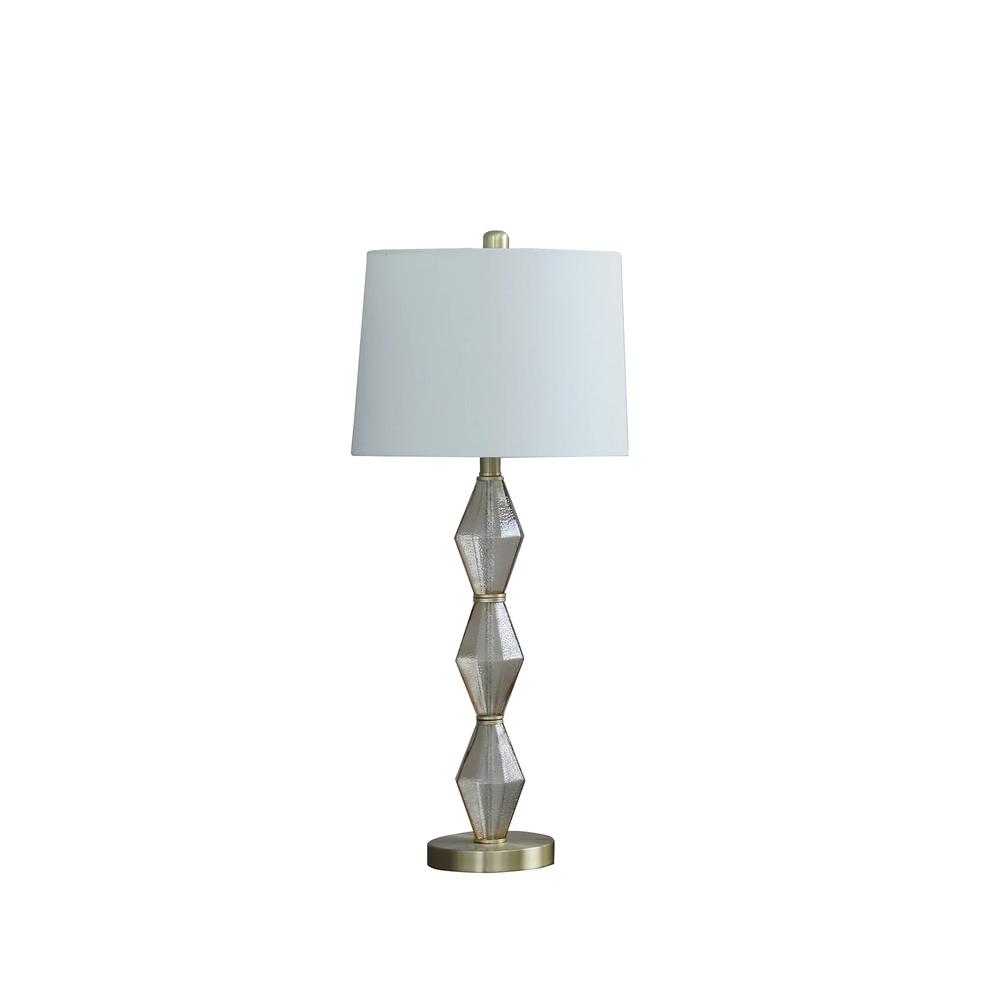 30" Brushed Gold Geo Glass Table Lamp With Shade - Image 2