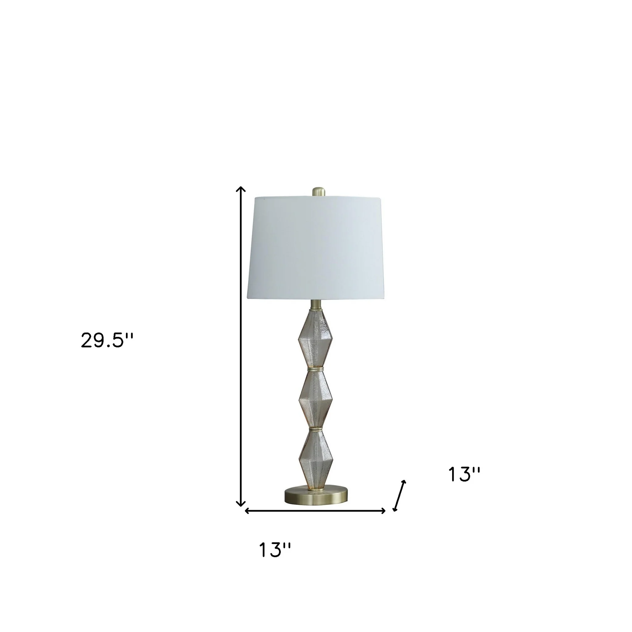 30" Brushed Gold Geo Glass Table Lamp With Shade - Image 6