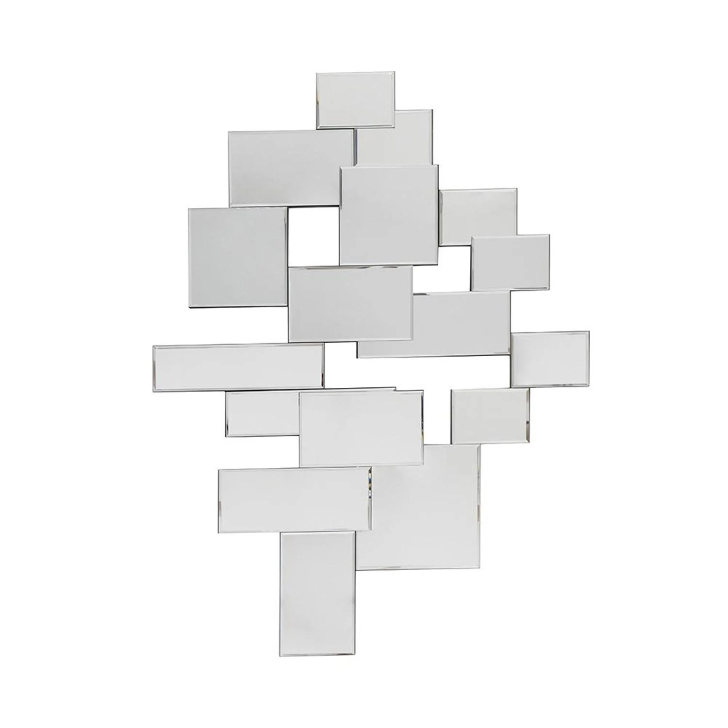 30" Clear Abstract Glass Contemporary Panels Unframed Accent Mirror - Image 2