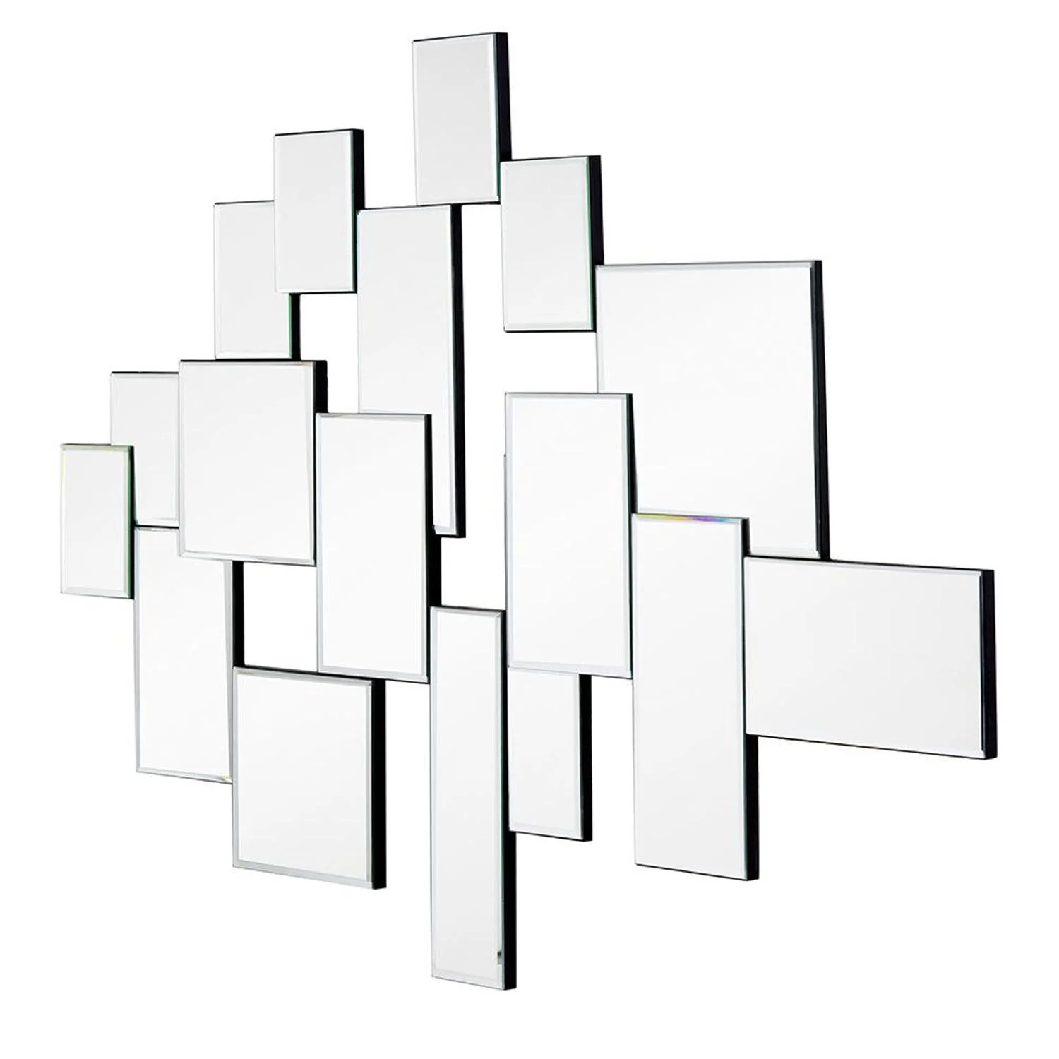 30" Clear Abstract Glass Contemporary Panels Unframed Accent Mirror - Image 3