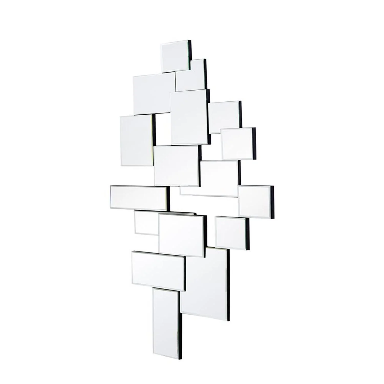 30" Clear Abstract Glass Contemporary Panels Unframed Accent Mirror - Image 6