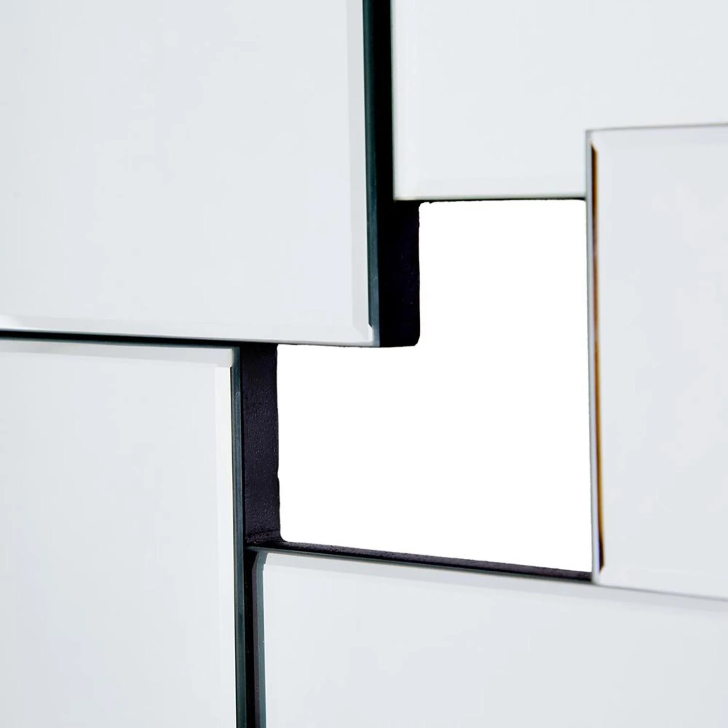 30" Clear Abstract Glass Contemporary Panels Unframed Accent Mirror - Image 7