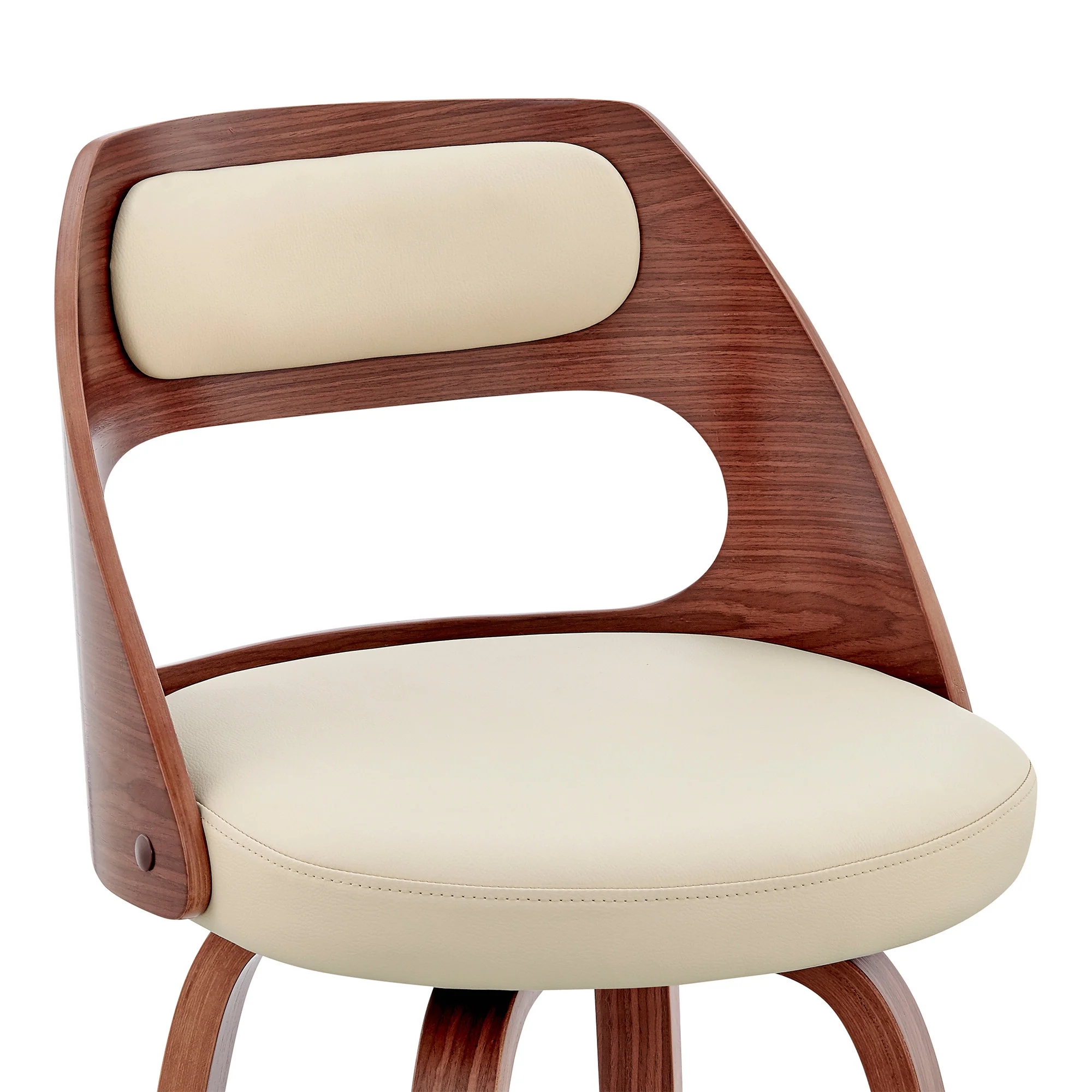30" Cream And Brown Swivel Bar Chair - Image 6