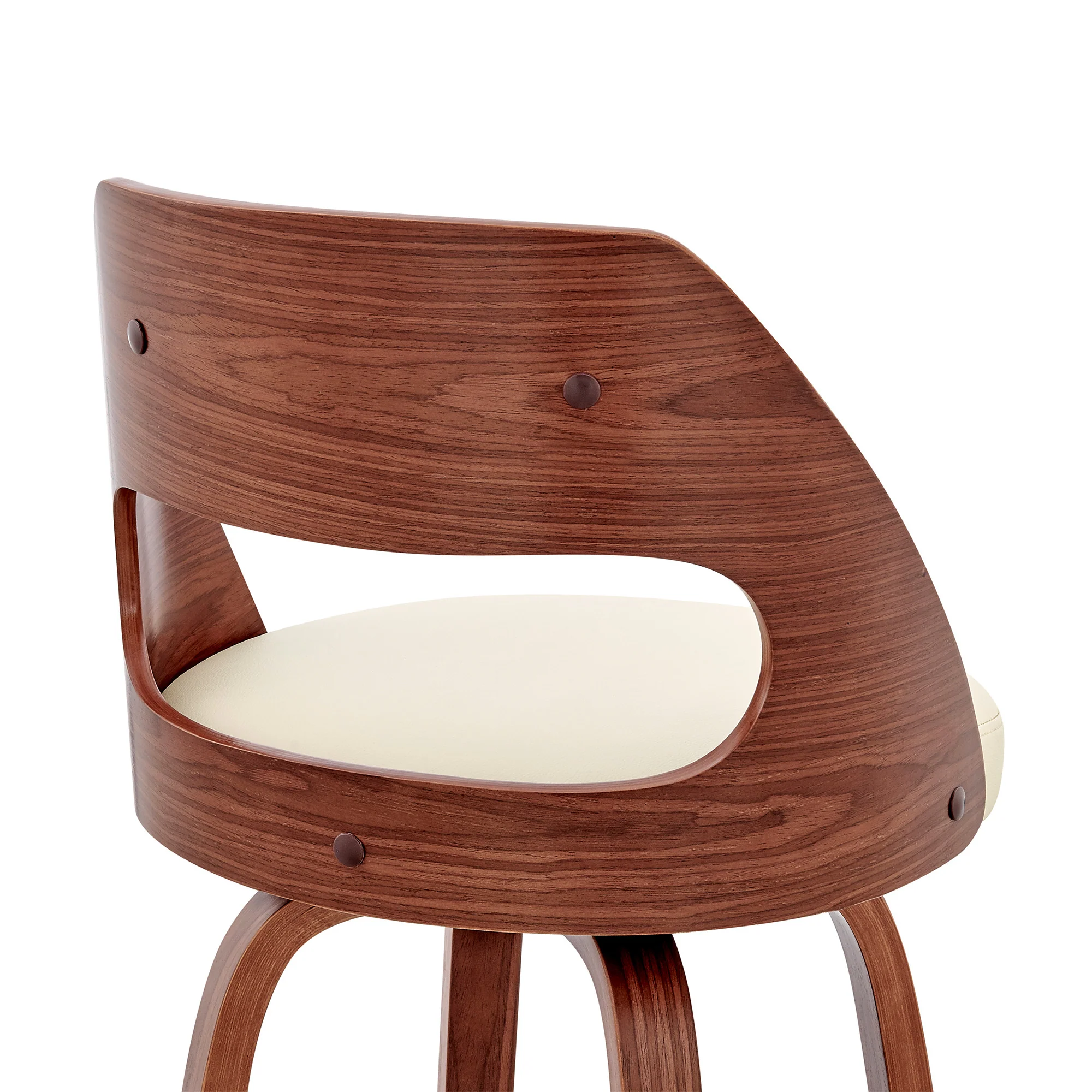 30" Cream And Brown Swivel Bar Chair - Image 7