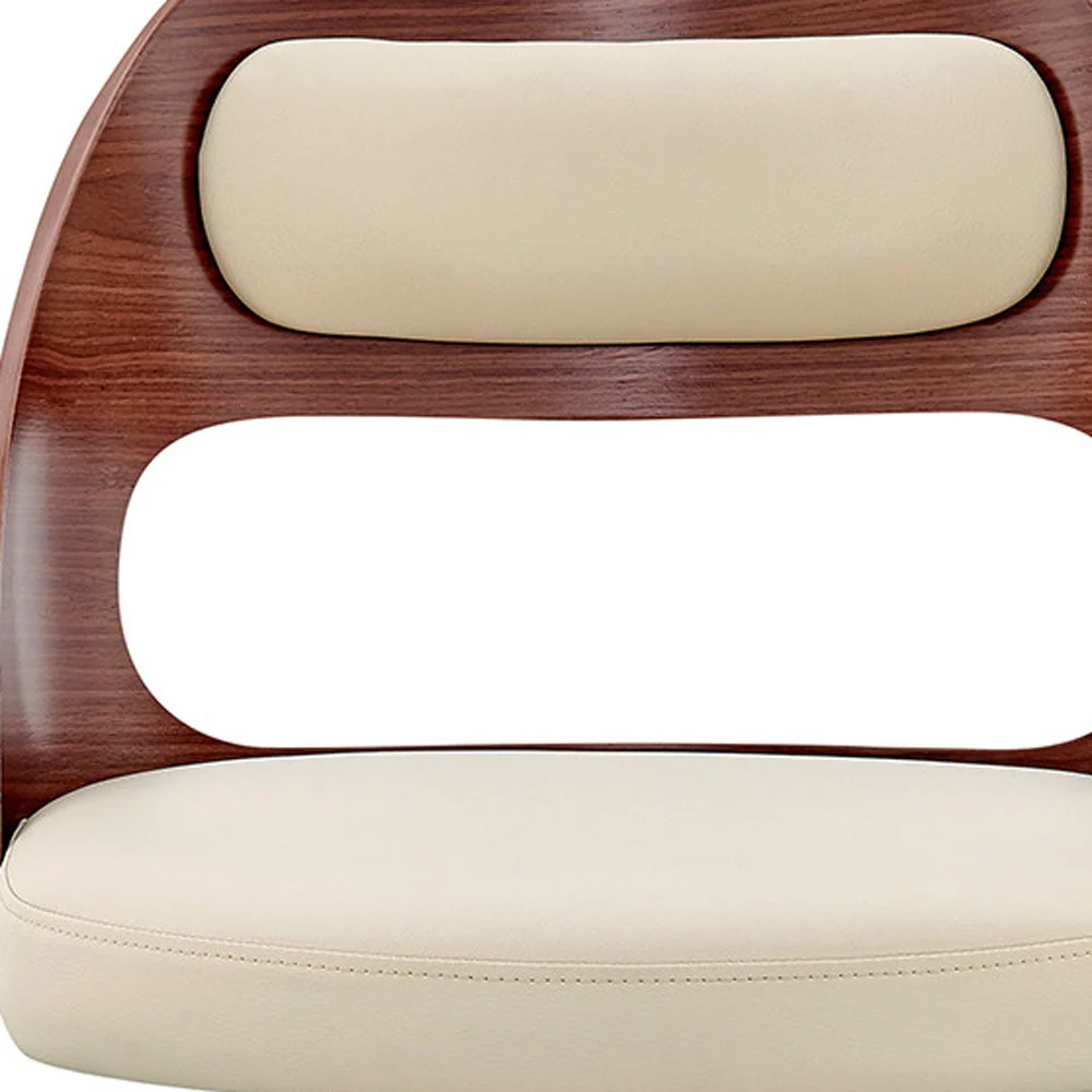 30" Cream And Brown Swivel Bar Chair - Image 9