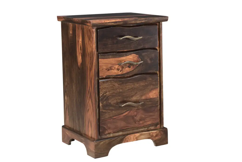 30" Dark Brown Solid Wood Three Drawer Live Edge Filing Cabinet - Image 2