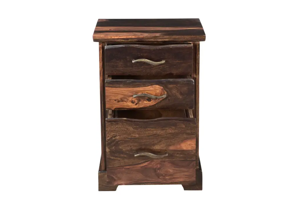 30" Dark Brown Solid Wood Three Drawer Live Edge Filing Cabinet - Image 4
