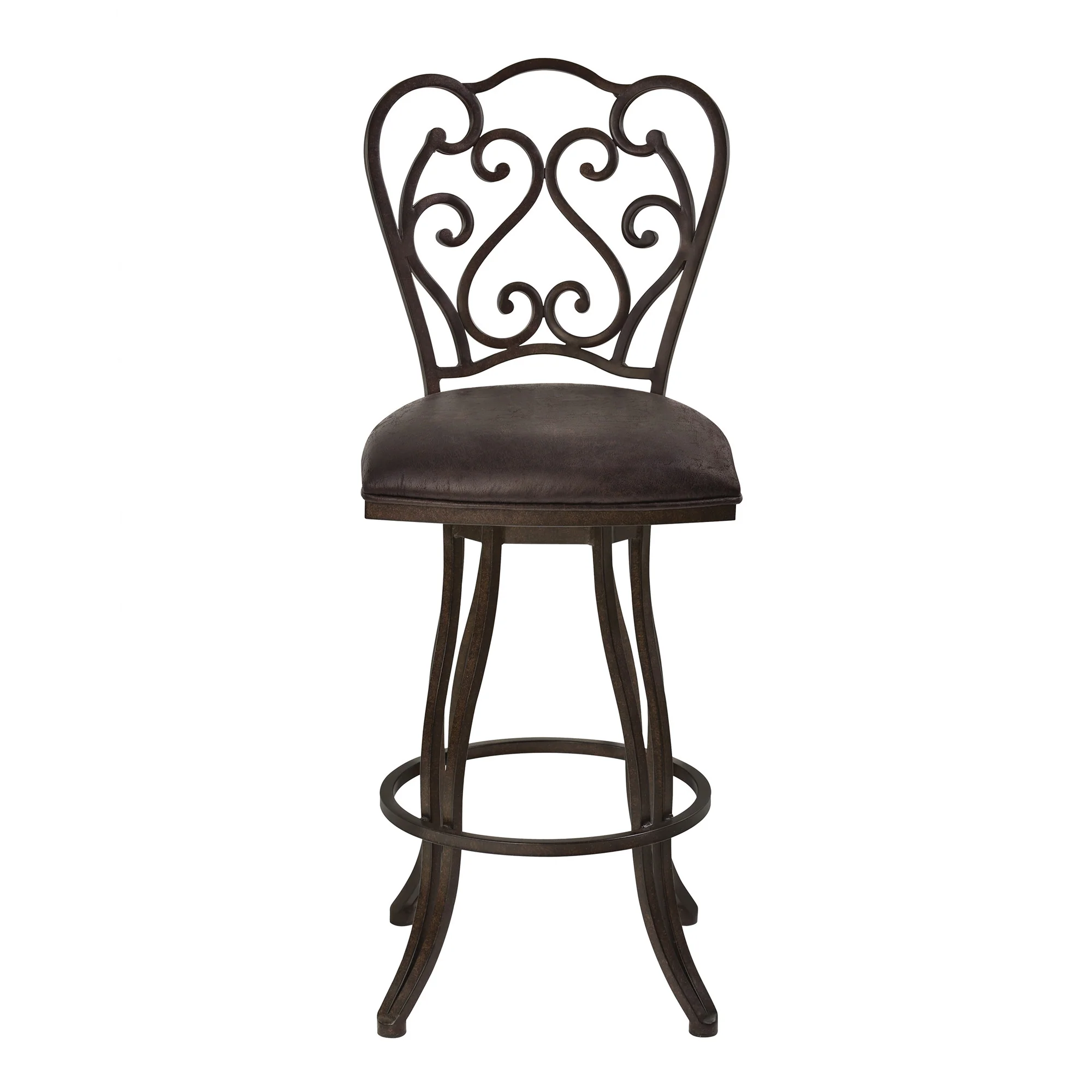 30" Espresso Iron Swivel Bar Height Bar Chair - Image 4