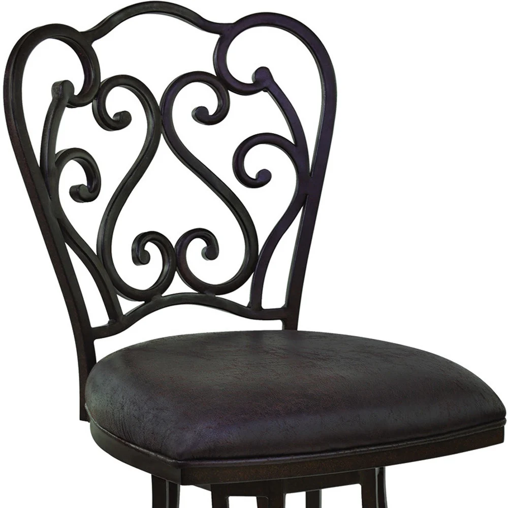 30" Espresso Iron Swivel Bar Height Bar Chair - Image 8
