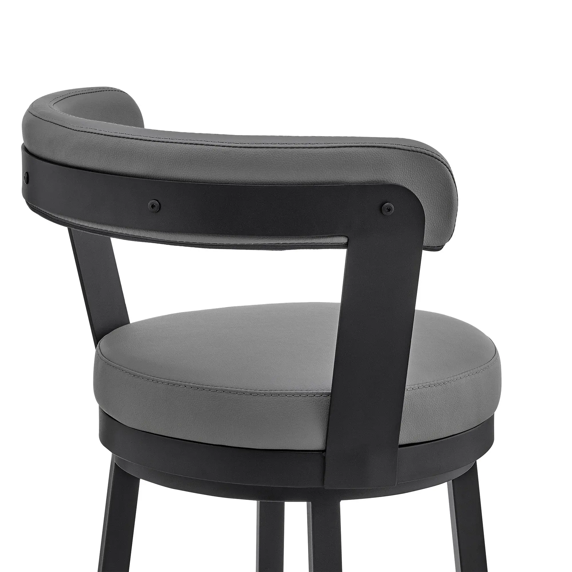 30" Gray And Black Iron Swivel Bar Height Bar Chair - Image 7