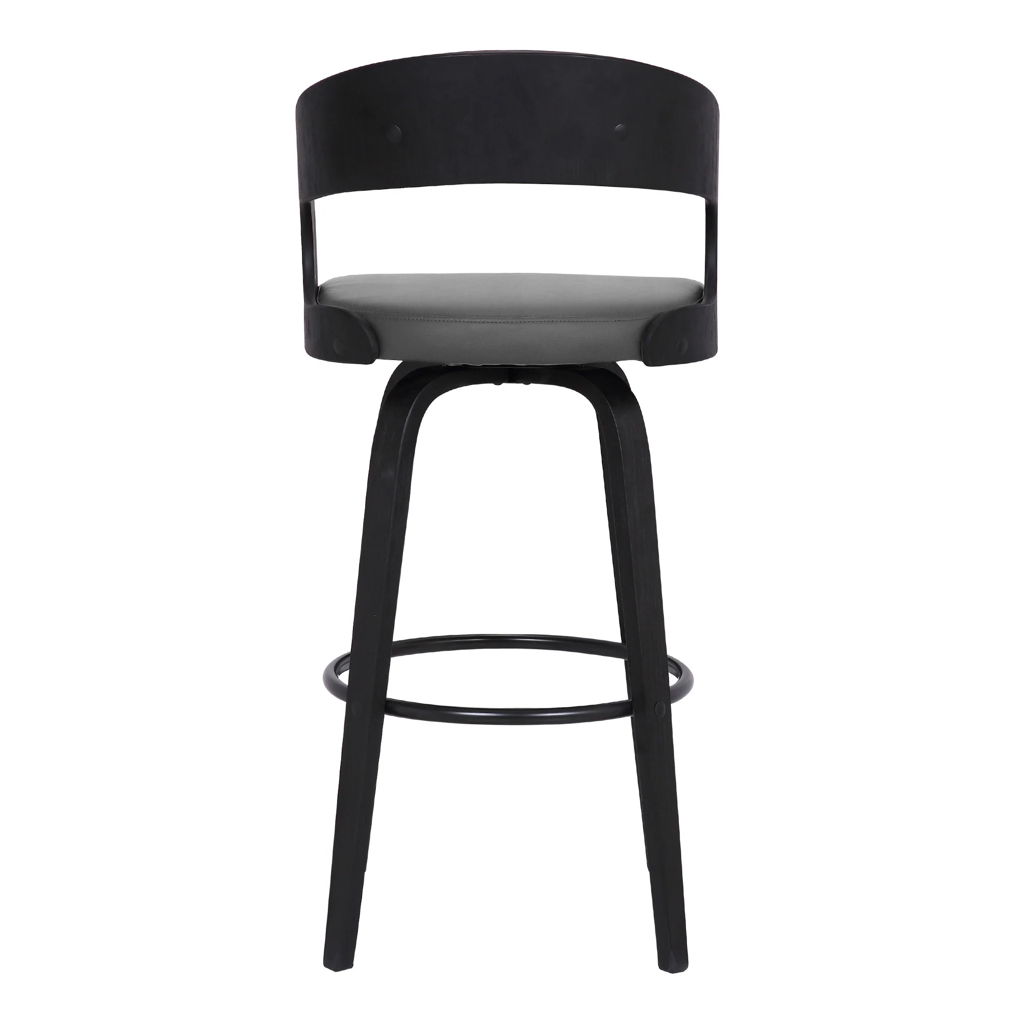 30" Gray And Black Iron Swivel Low Back Bar Height Bar Chair - Image 6