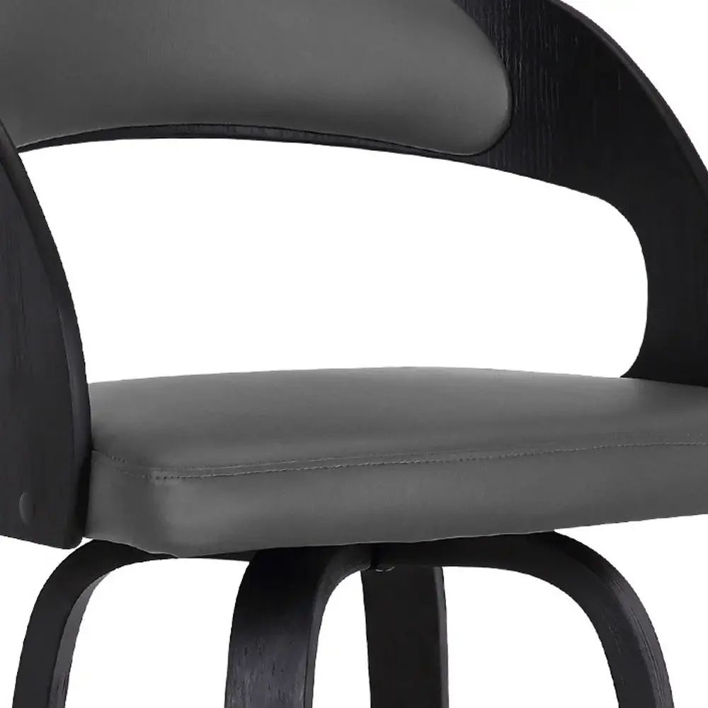 30" Gray And Black Iron Swivel Low Back Bar Height Bar Chair - Image 8