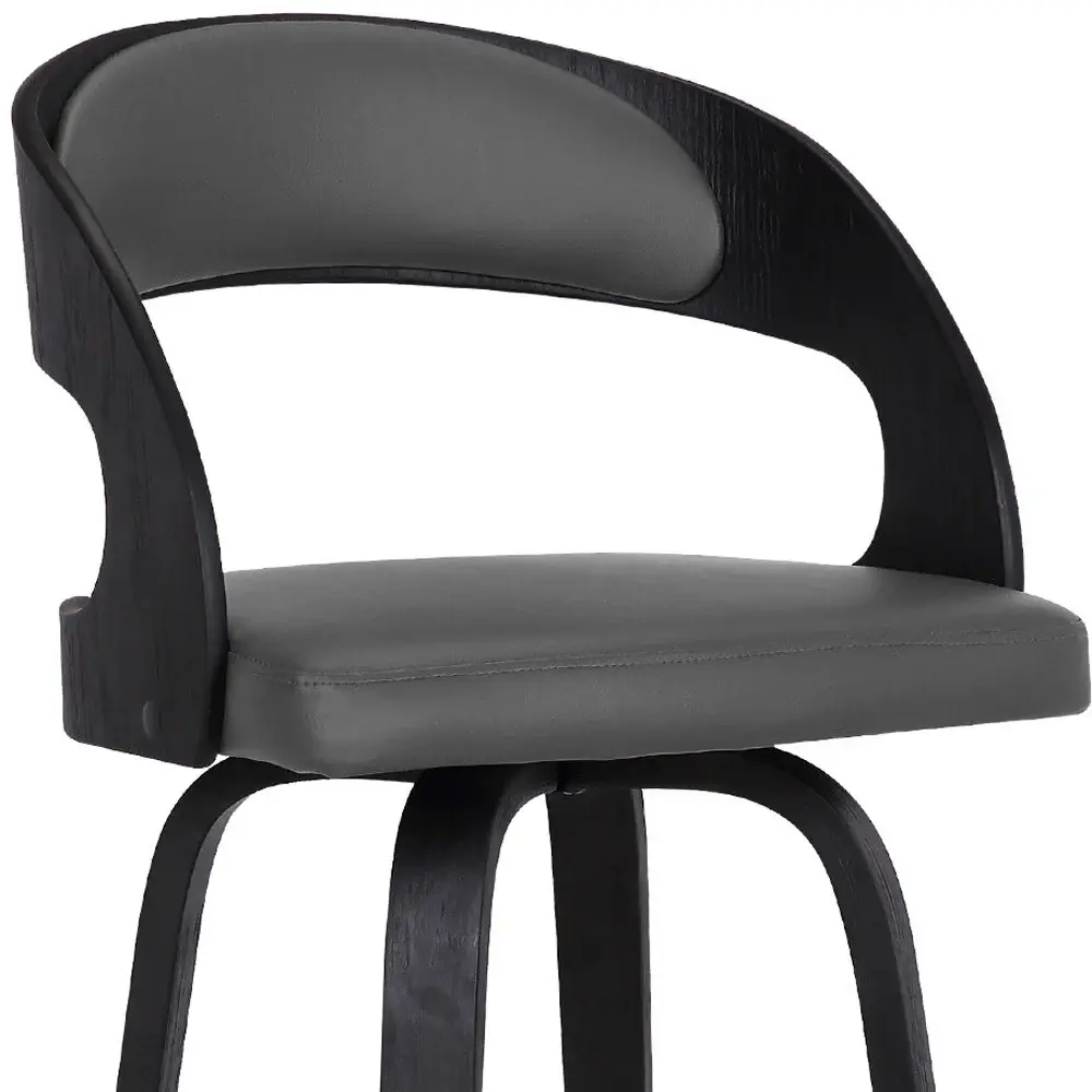 30" Gray And Black Iron Swivel Low Back Bar Height Bar Chair - Image 9