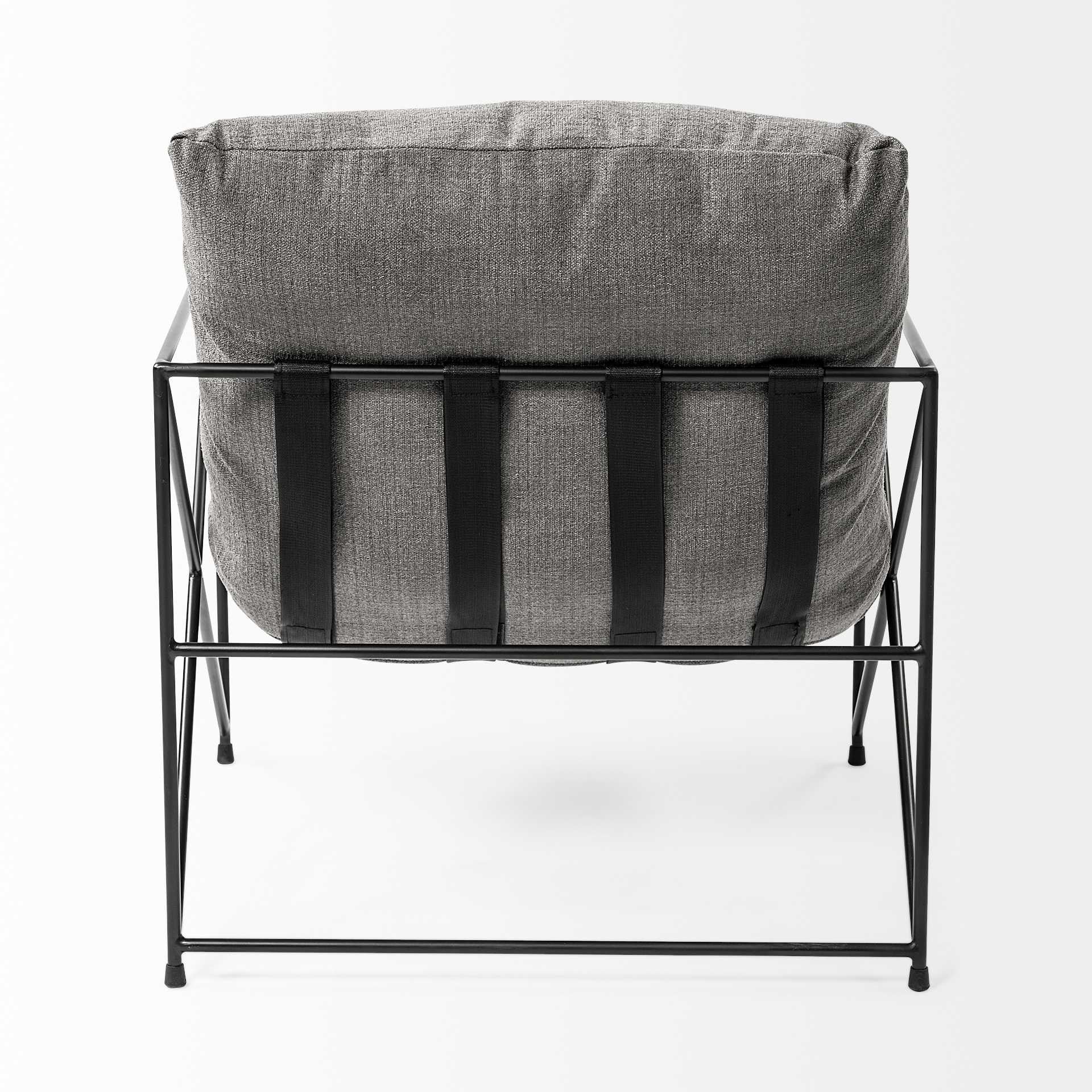 30" Gray And Black Linen Lounge Chair - Image 5