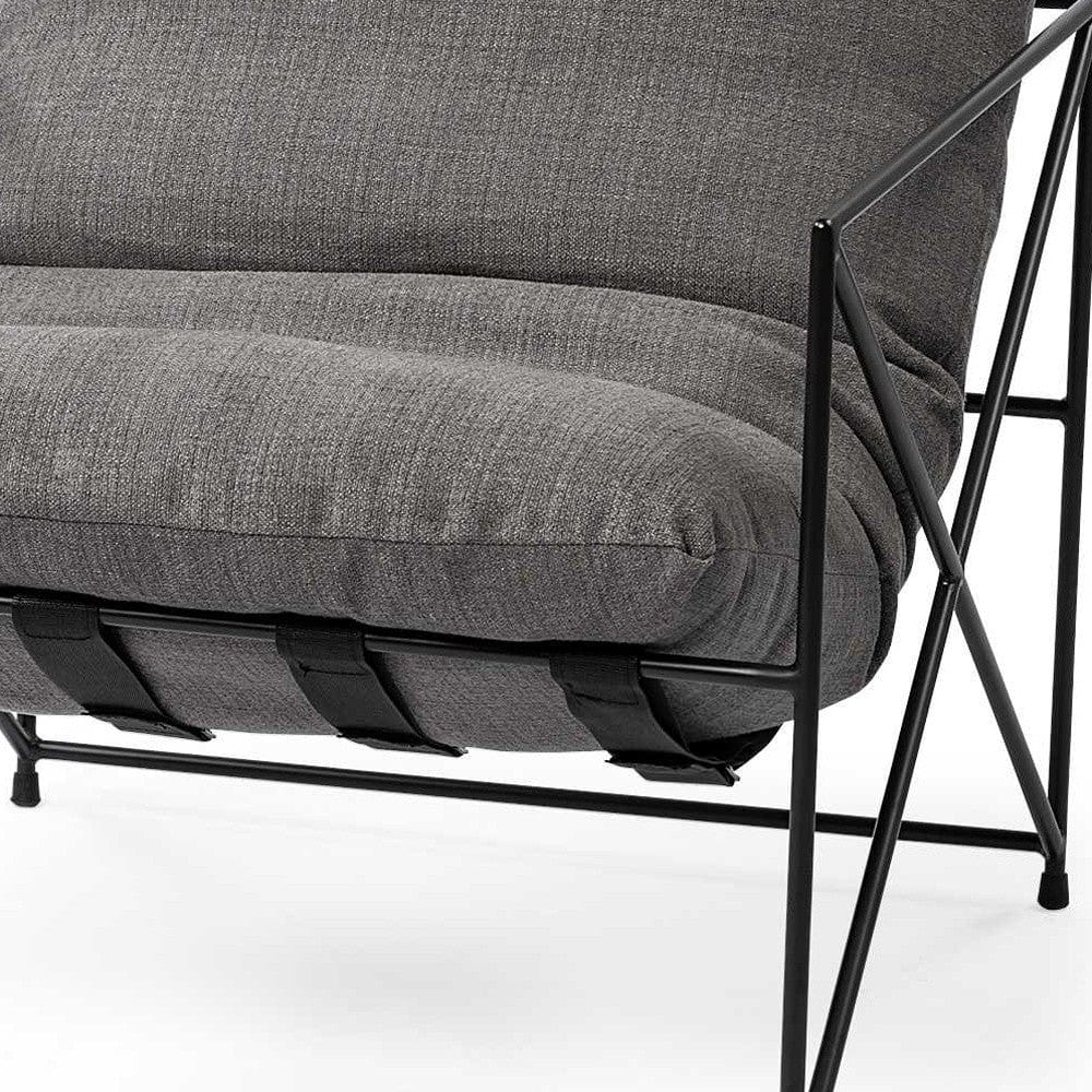 30" Gray And Black Linen Lounge Chair - Image 8