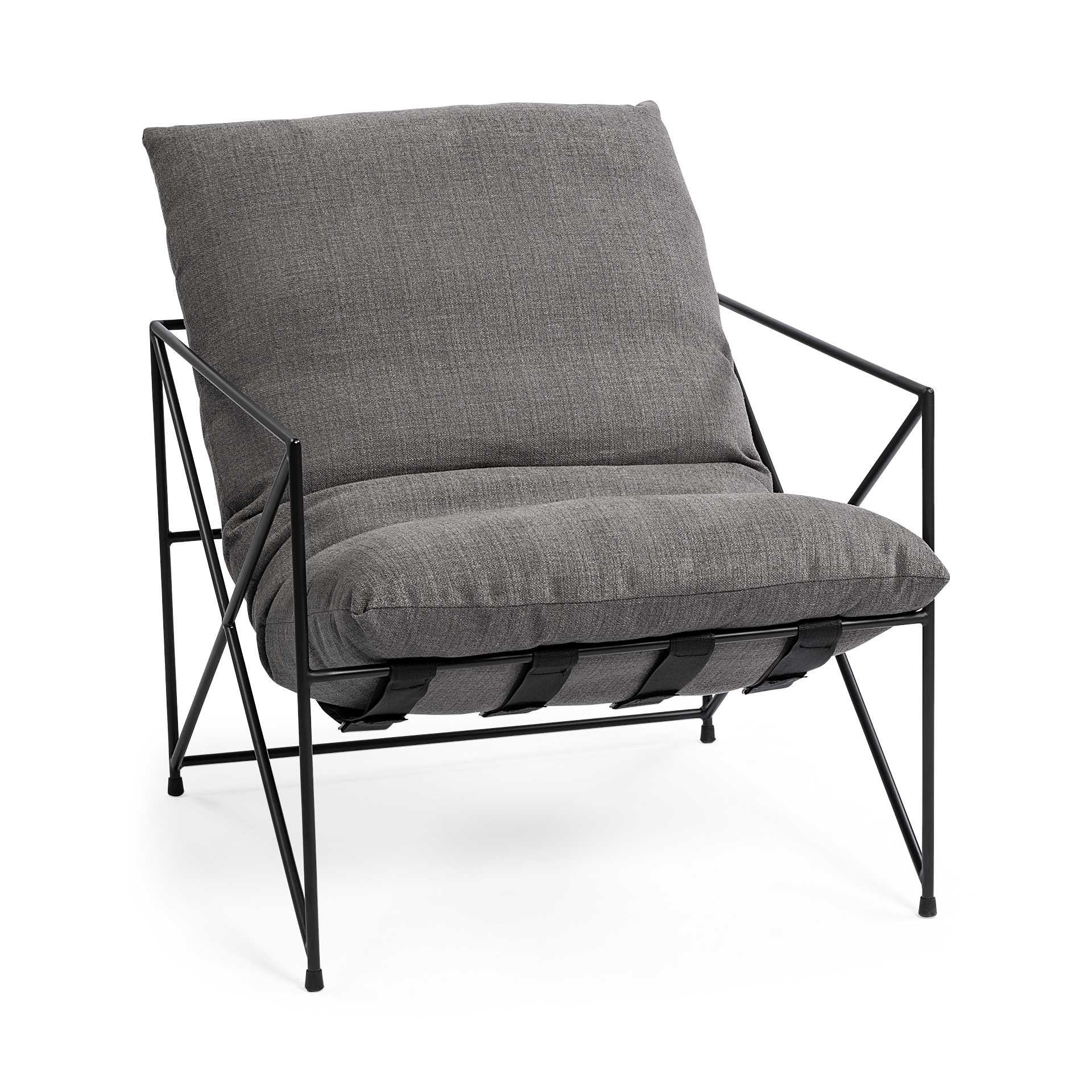 30" Gray And Black Linen Lounge Chair - Image 9