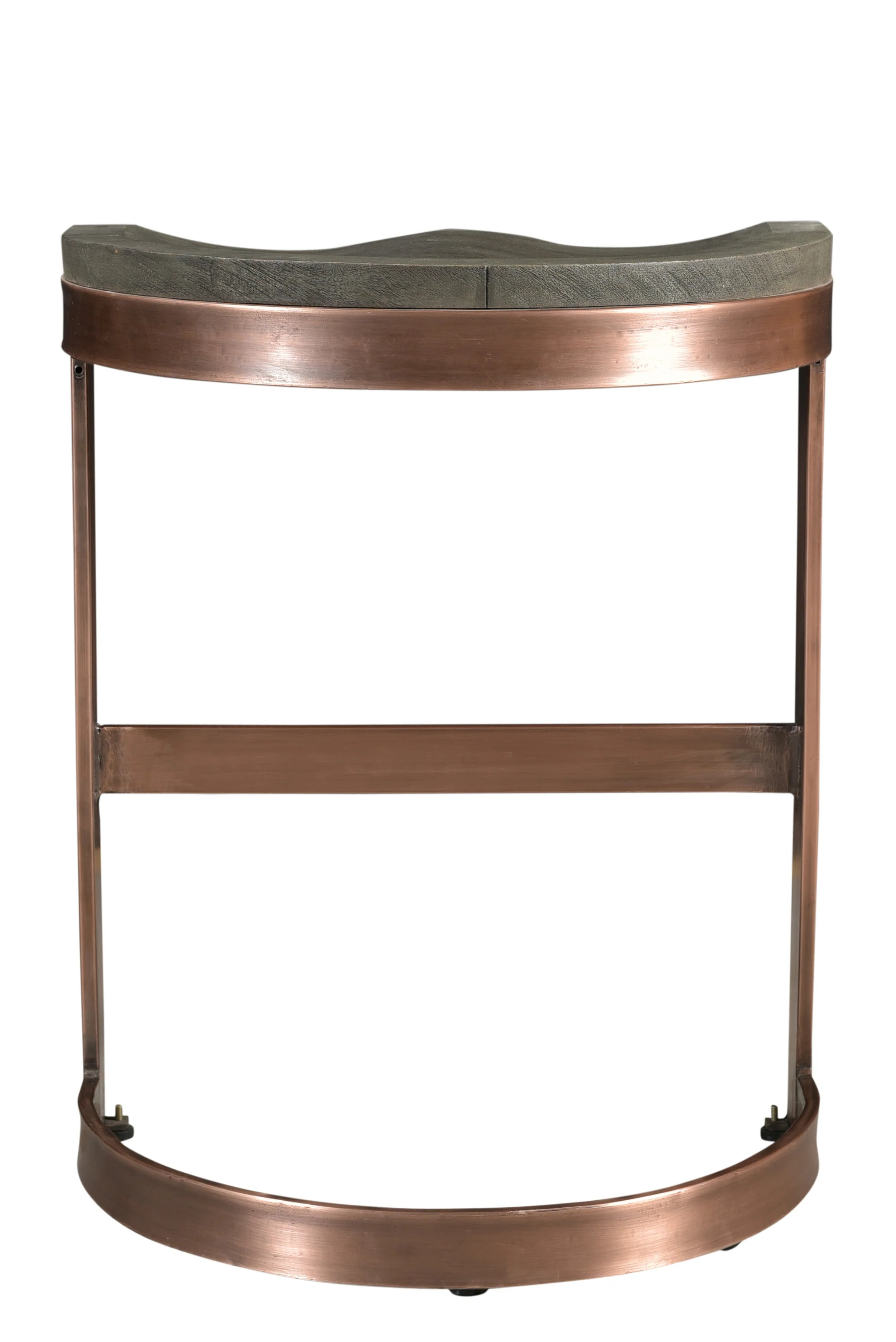 30" Gray And Copper Iron Backless Bar Height Bar Chair - Image 2