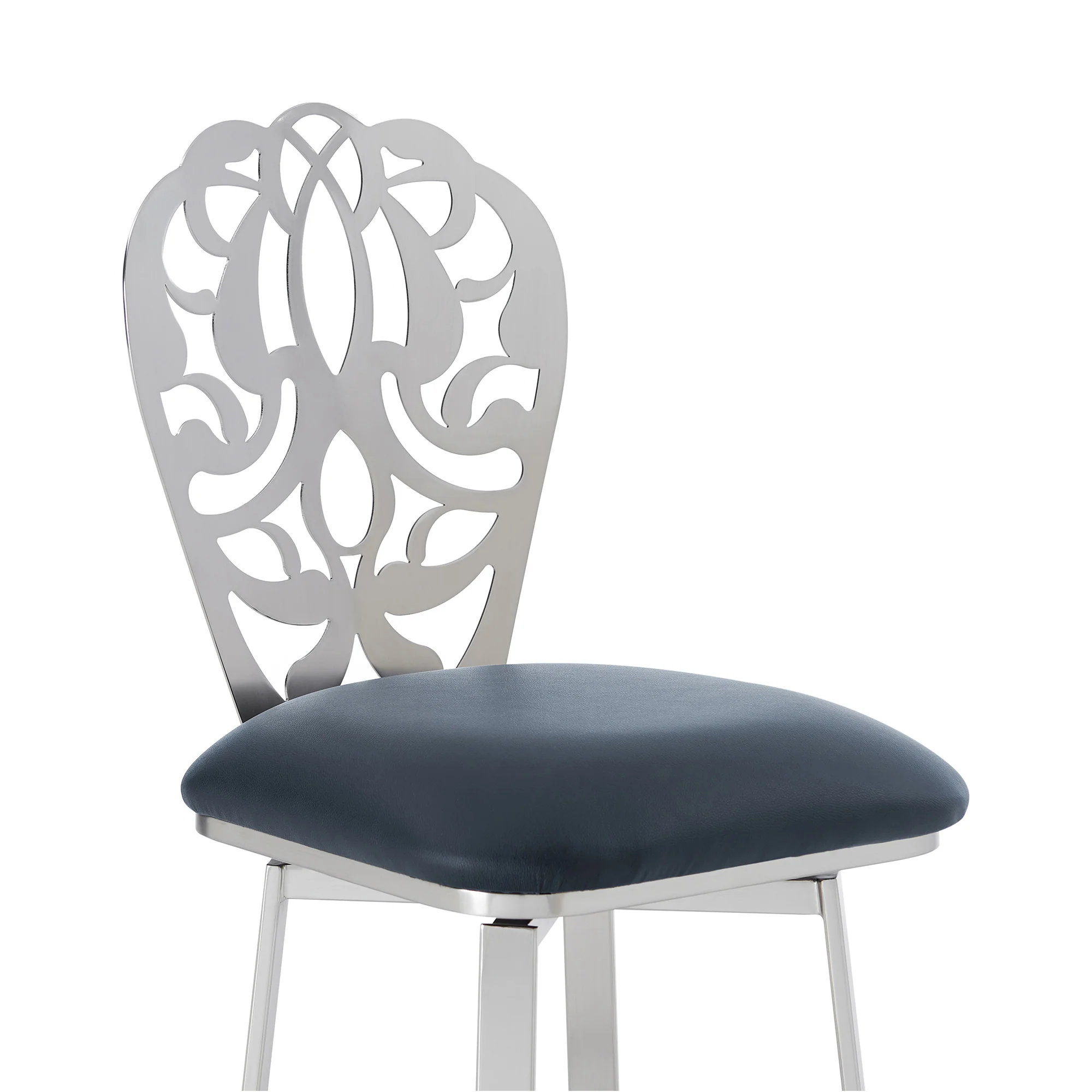 30" Gray And Silver Iron Swivel Bar Height Bar Chair - Image 6