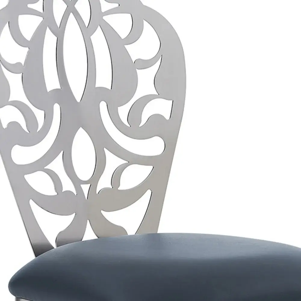 30" Gray And Silver Iron Swivel Bar Height Bar Chair - Image 8