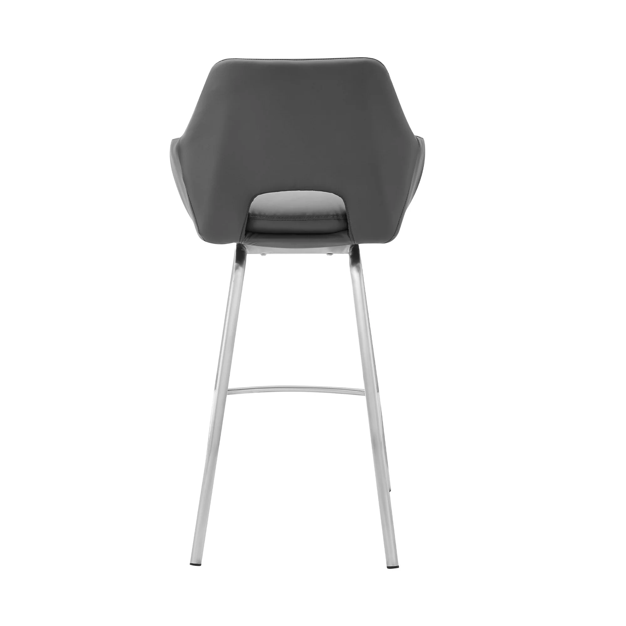 30" Gray And Silver Iron Swivel Low Back Bar Height Bar Chair - Image 5