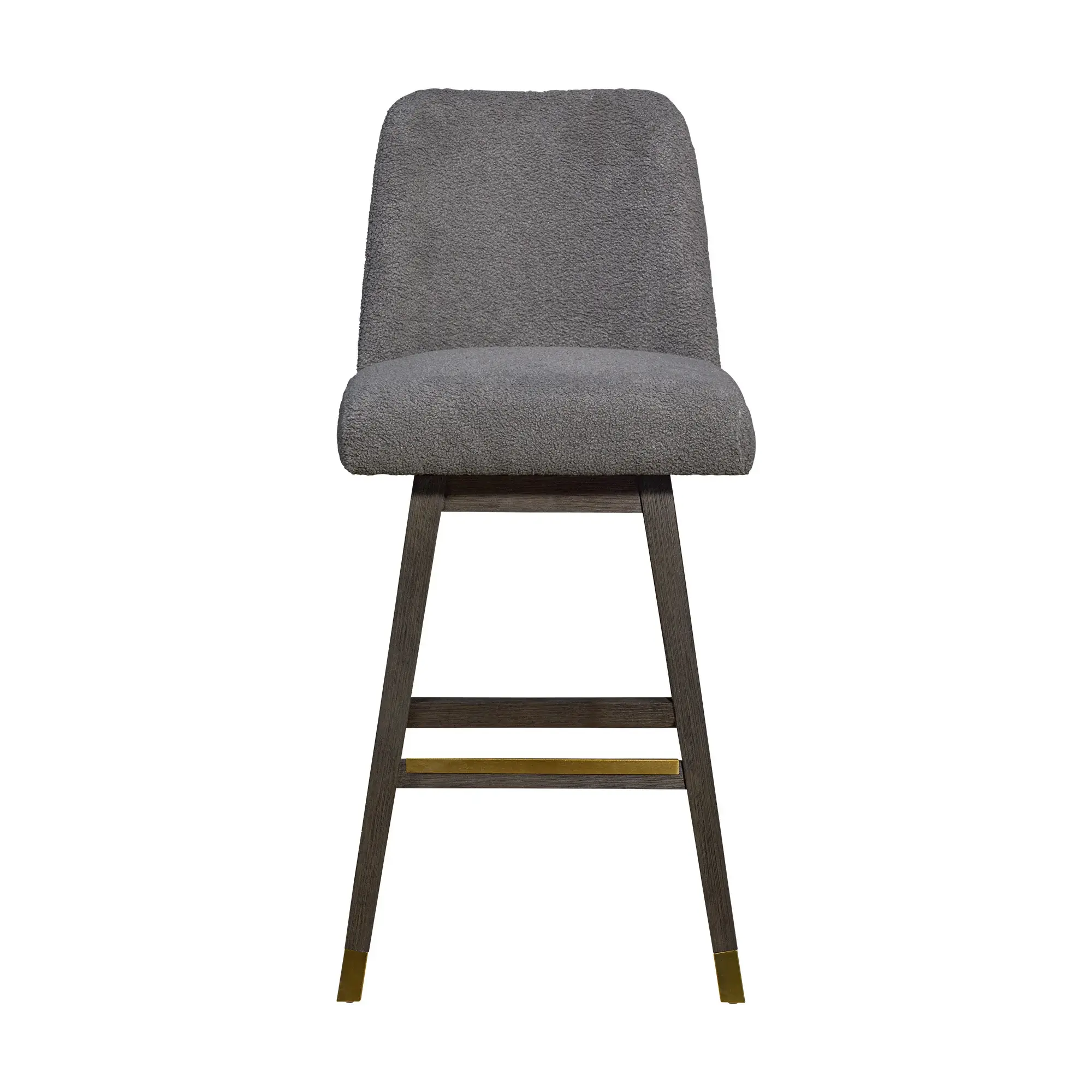 30" Gray Upholstered And Solid Wood Swivel Bar Height Bar Chair - Image 4