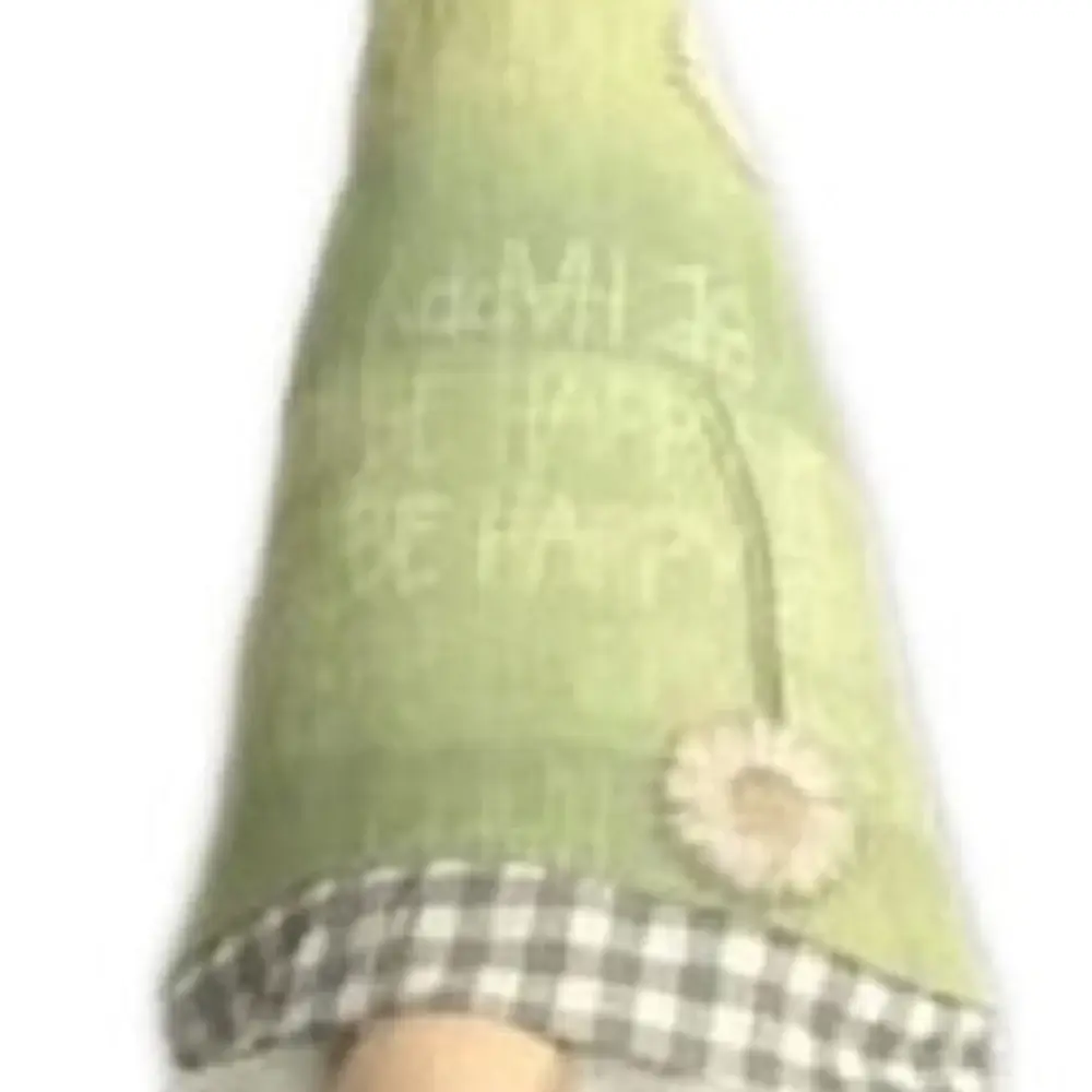30" Green and White Fabric Sitting Gnome - Image 3