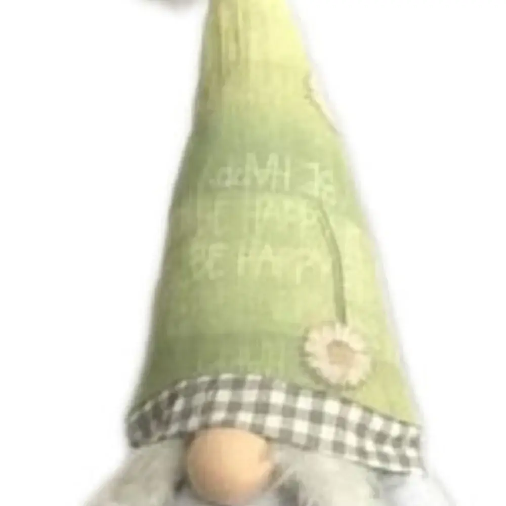 30" Green and White Fabric Sitting Gnome - Image 4