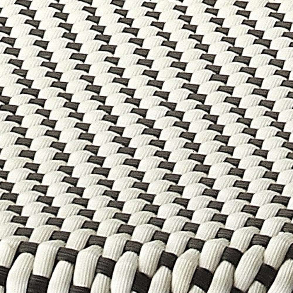 30" Natural Black and White Rattan Backless Bar Height Bar Chair - Image 2