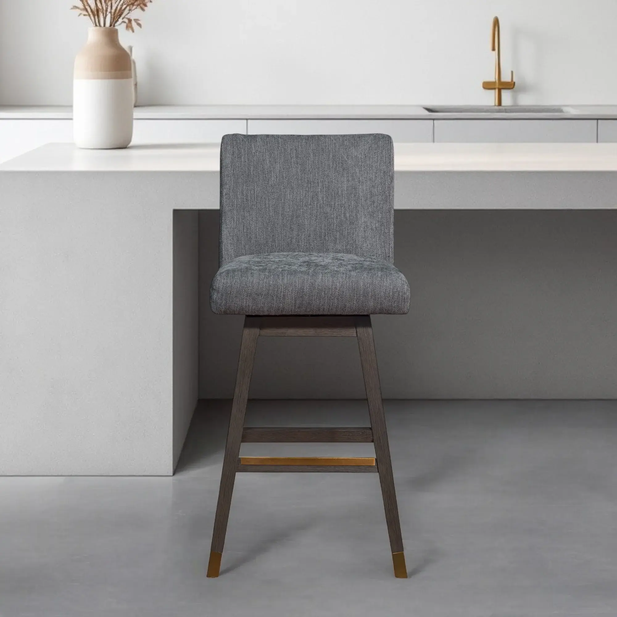 30" Solid Wood Swivel Bar Height Bar Chair
