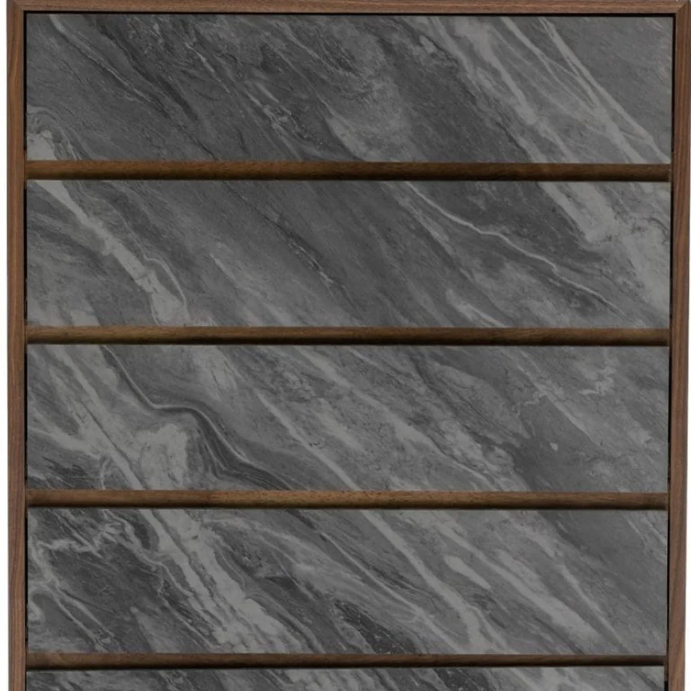 30" Walnut And Grey Manufactured Wood Five Drawer Chest - Image 4