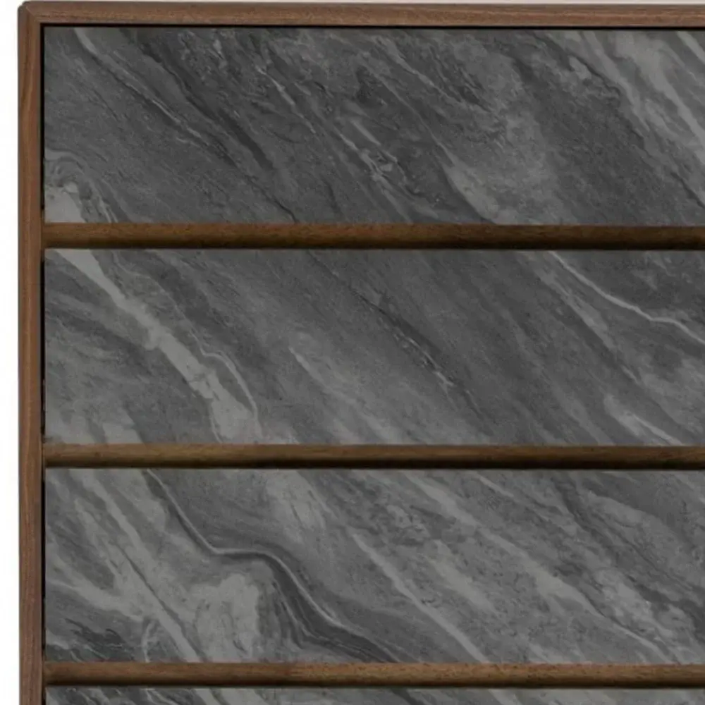 30" Walnut And Grey Manufactured Wood Five Drawer Chest - Image 5