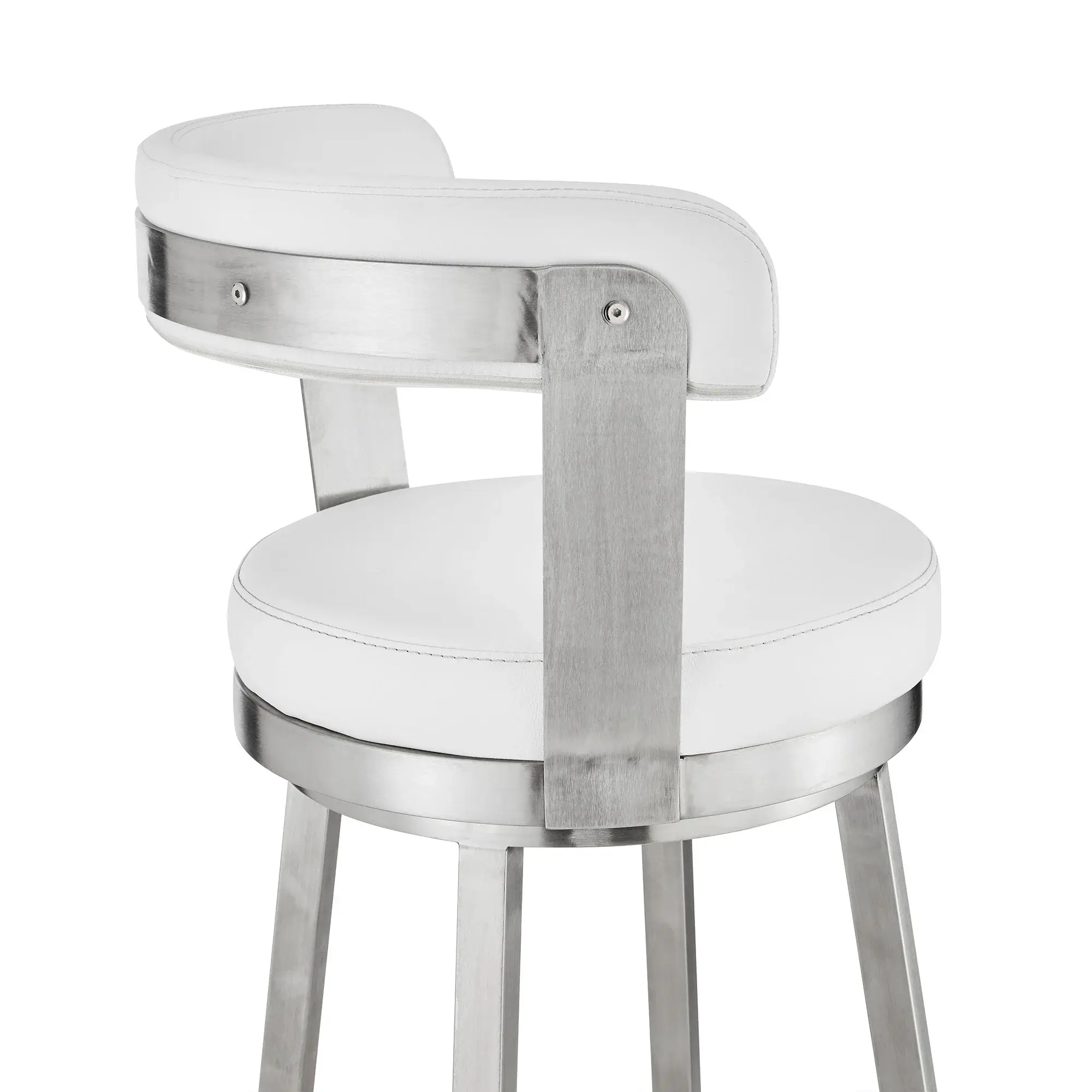 30" White And Silver Iron Swivel Backless Bar Height Bar Chair - Image 8