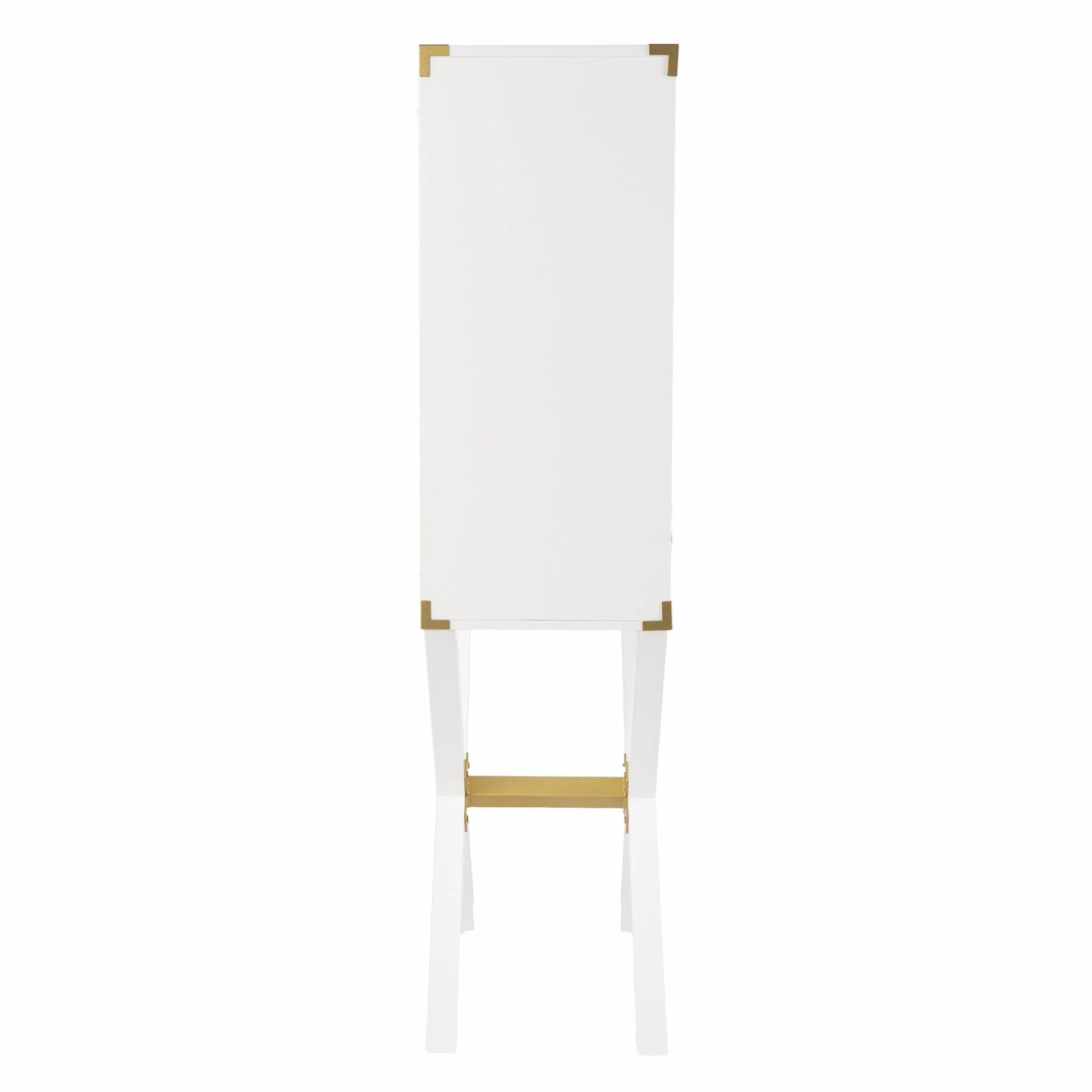 30" White Corner Display Stand With One Shelf And One Drawer - Image 4