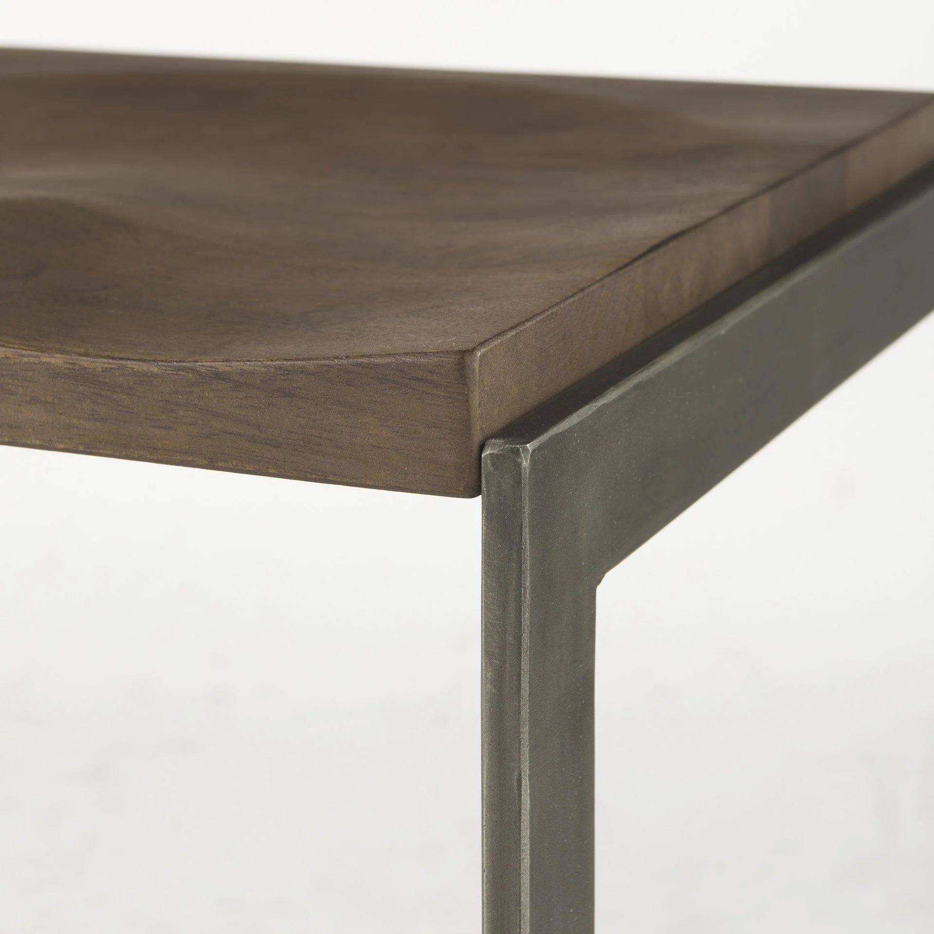 30" Wood Brown And Gray Solid Wood And Metal Backless Bar Height Bar Chair - Image 7