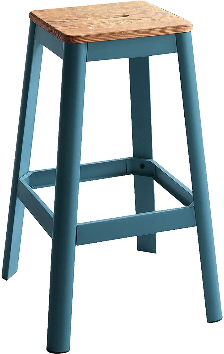 30" Wood Brown And Green Solid Wood And Metal Counter Height Bar Chair - Image 3