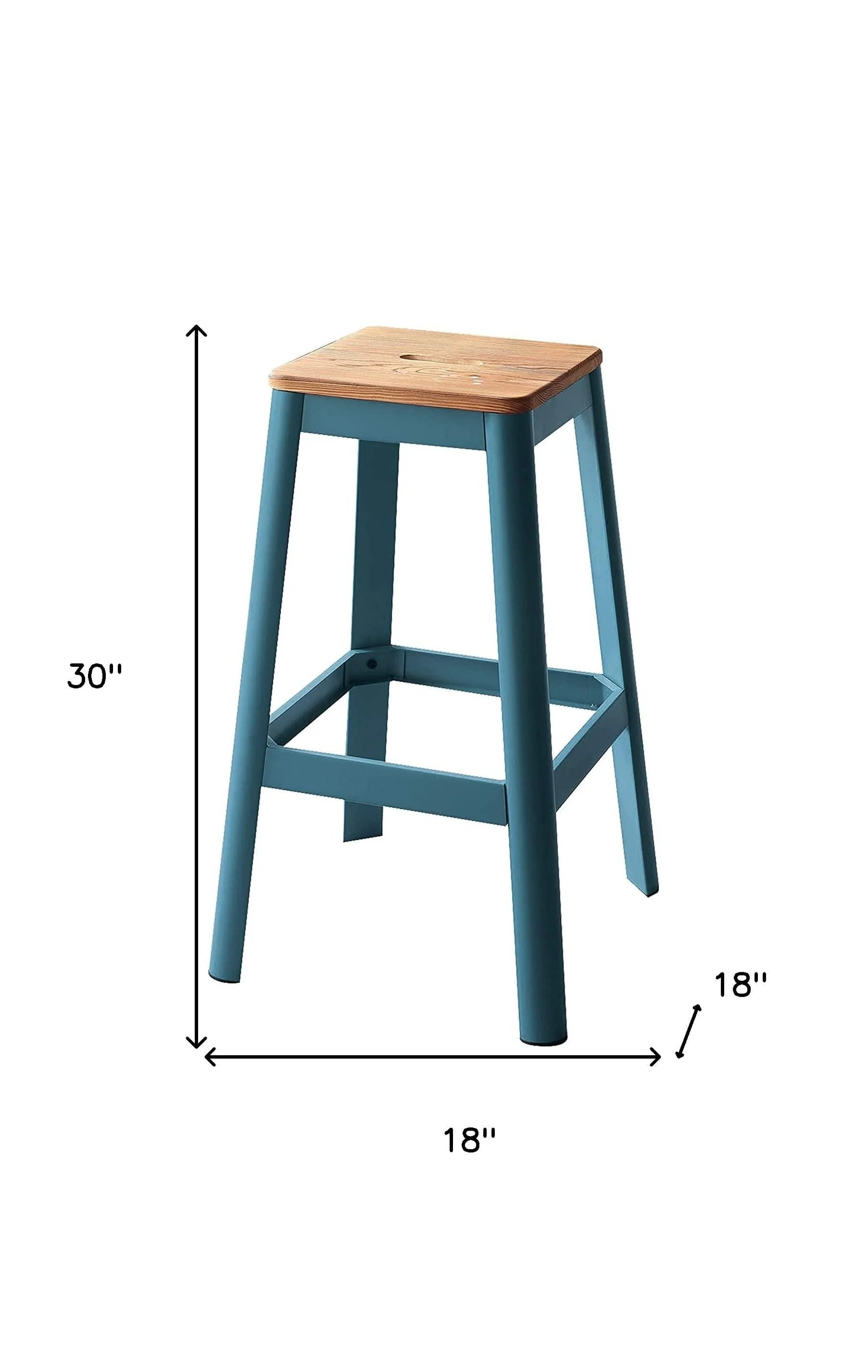30" Wood Brown And Green Solid Wood And Metal Counter Height Bar Chair - Image 9