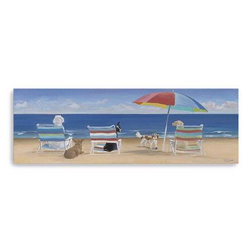 30" x 10" Dogs Perfect Beach Day Canvas Wall Art - Image 3