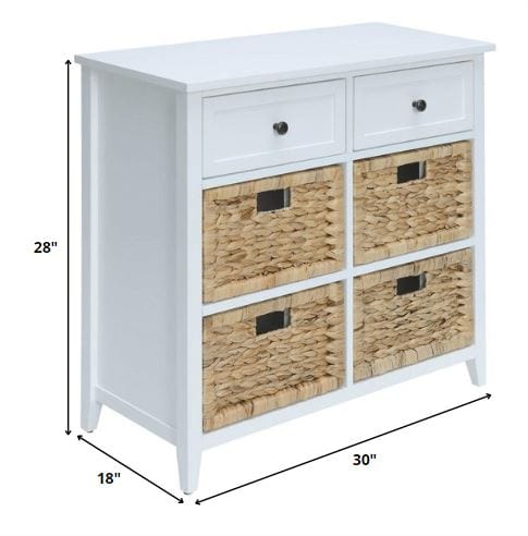 30" X 13" X 28" White Wood Veneer 6 Drawers Accent Chest - Image 7
