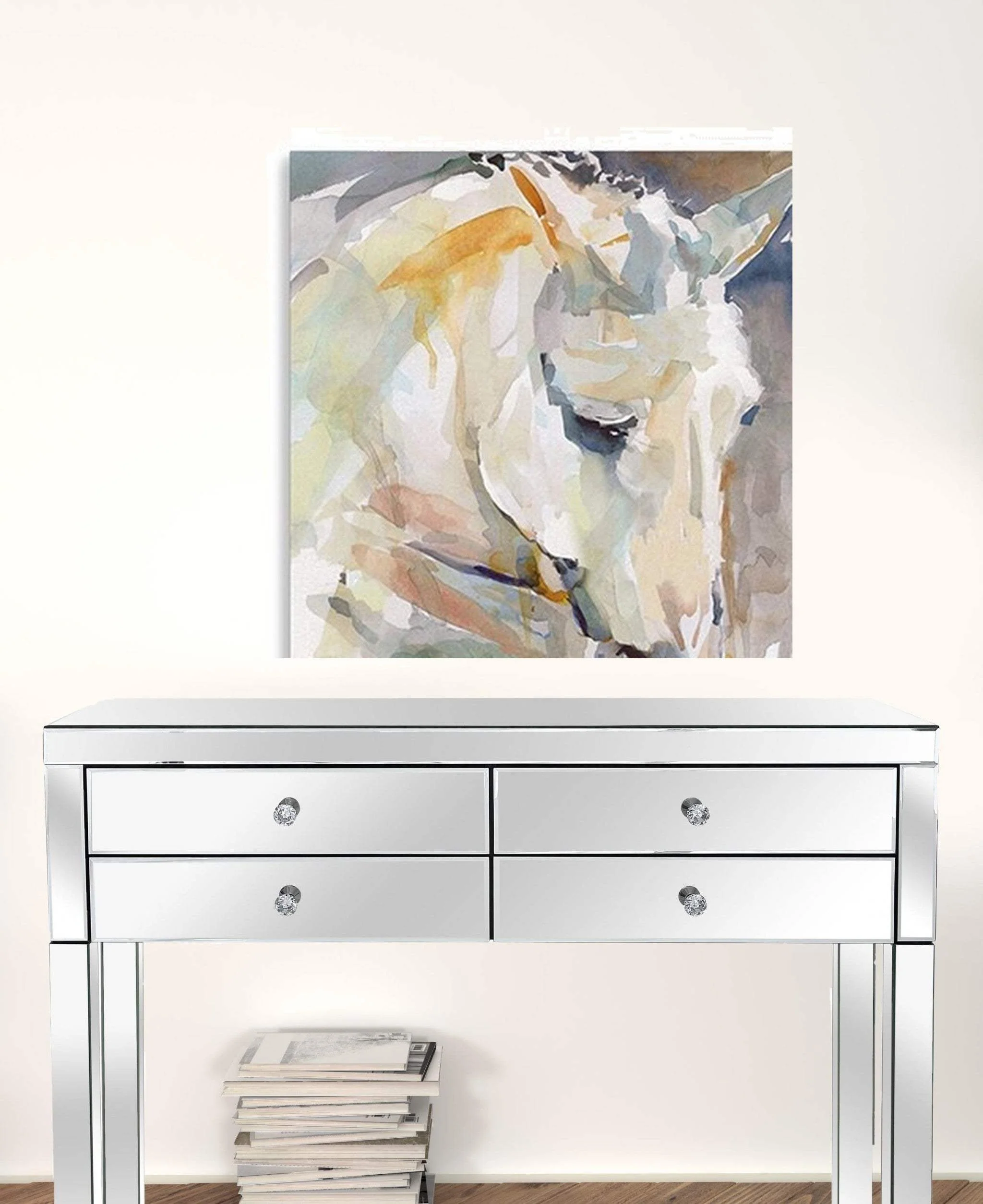 30" x 30" Abstract Watercolor Horse Canvas Wall Art - Image 3