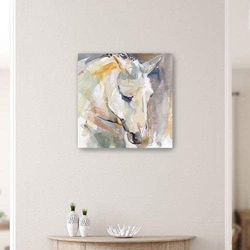 30" x 30" Abstract Watercolor Horse Canvas Wall Art - Image 4